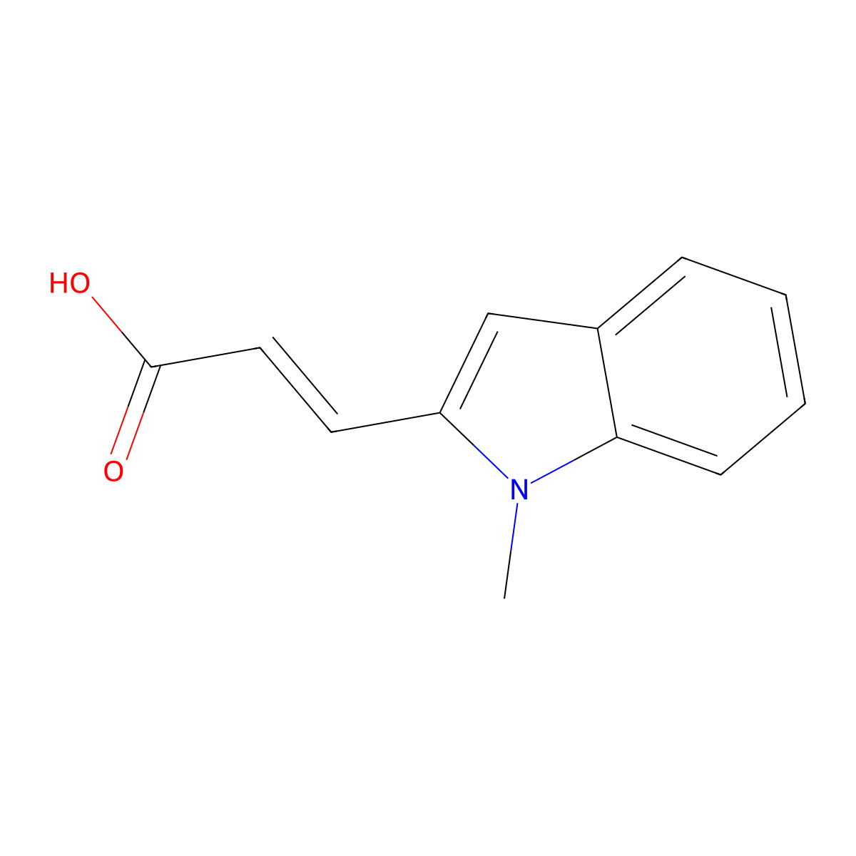 (E)-3-(1-methylindol-2-yl)prop-2-enoic acid molecular structure, CAS 132418-68-9