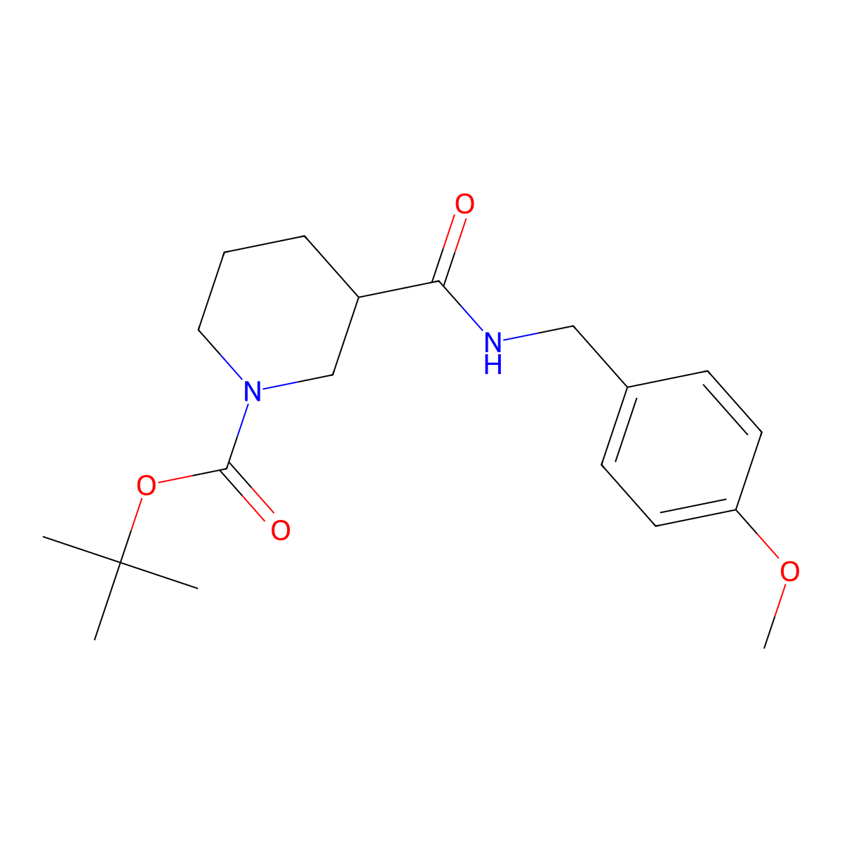 tert-Butyl 3-((4-methoxybenzyl)carbamoyl)piperidine-1-carboxylate molecular structure, CAS 1324180-15-5