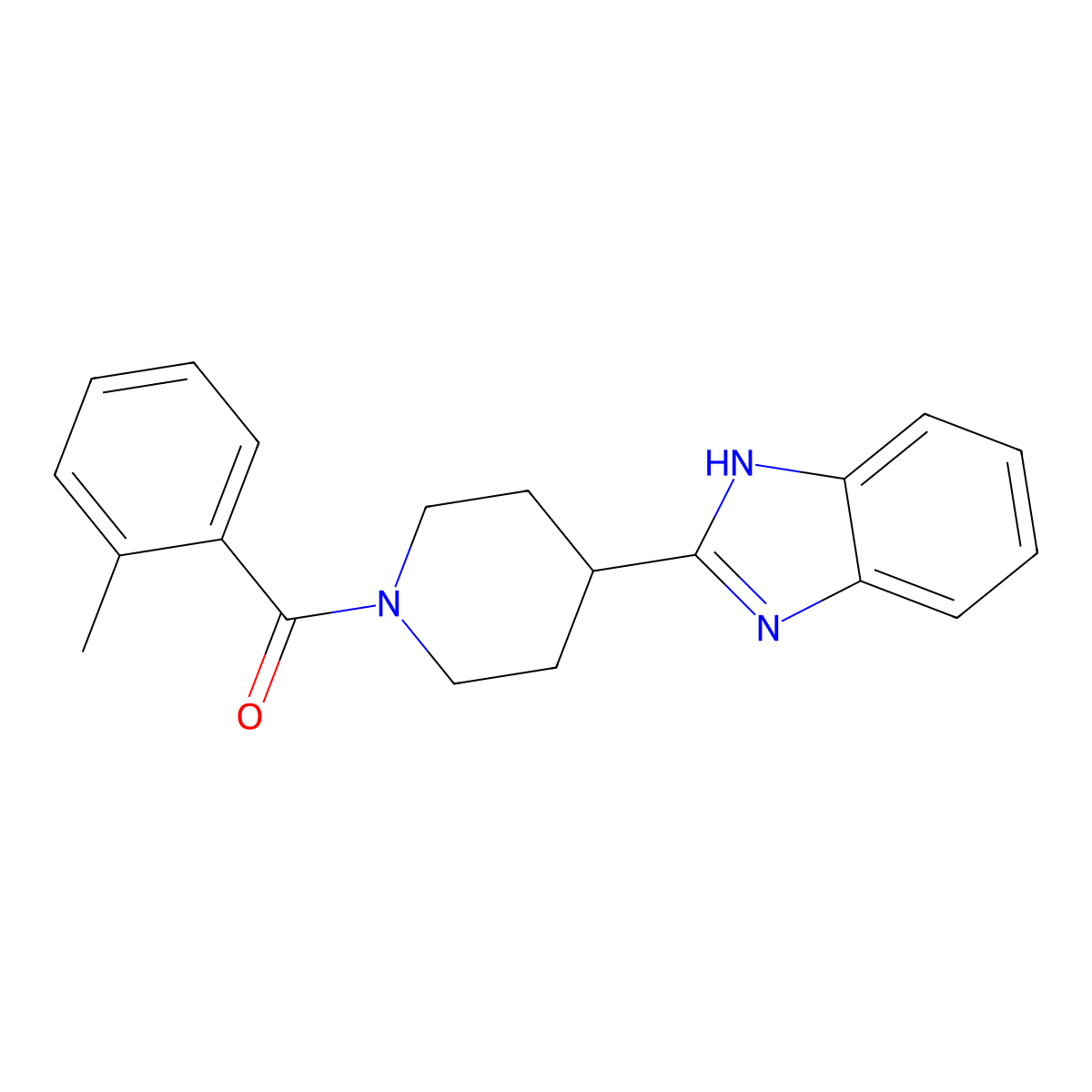 2-[1-(2-methylbenzoyl)piperidin-4-yl]-1H-1,3-benzodiazole molecular structure, CAS 1324184-33-9
