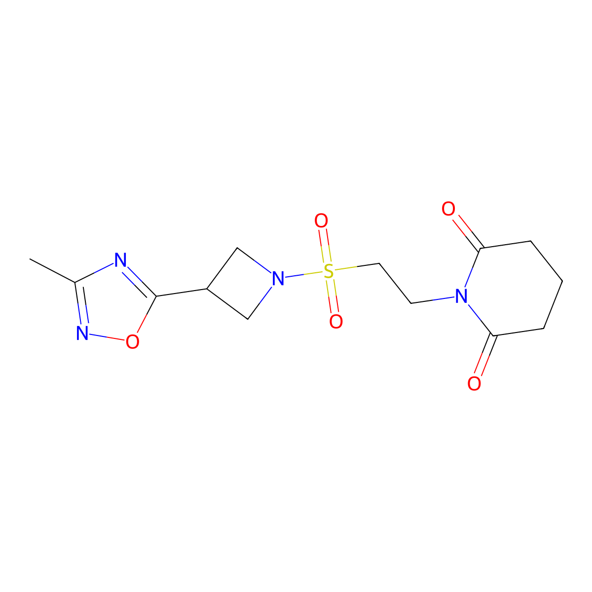 1-(2-{[3-(3-Methyl-1,2,4-oxadiazol-5-yl)azetidin-1-yl]sulfonyl}ethyl)piperidine-2,6-dione molecular structure, CAS 1324189-08-3