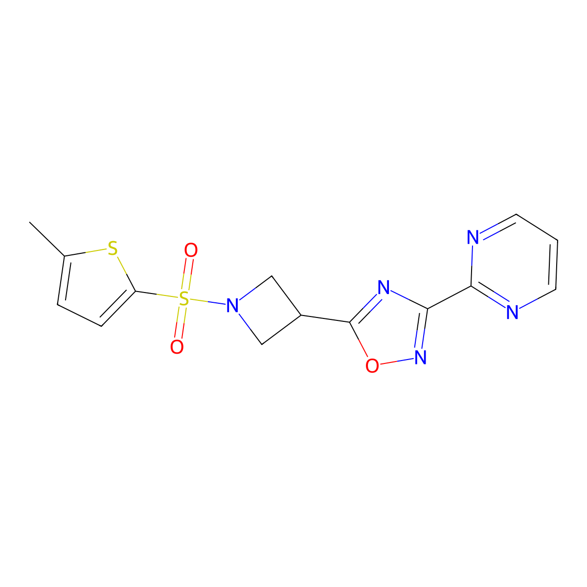 5-(1-((5-Methylthiophen-2-yl)sulfonyl)azetidin-3-yl)-3-(pyrimidin-2-yl)-1,2,4-oxadiazole molecular structure, CAS 1324189-38-9