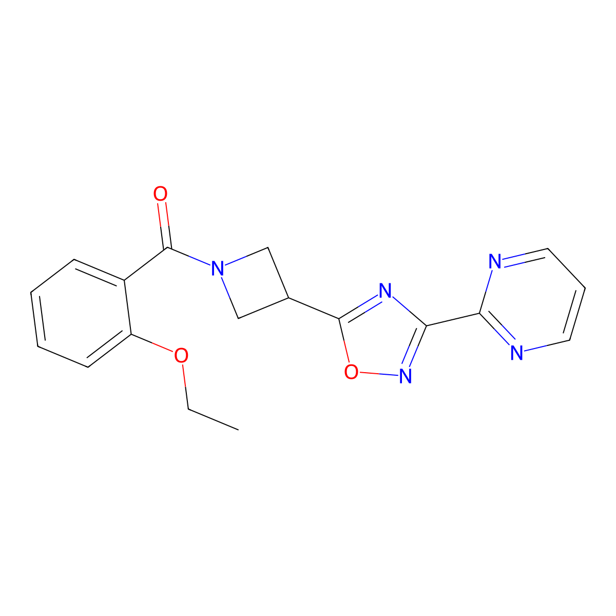 2-{5-[1-(2-Ethoxybenzoyl)azetidin-3-yl]-1,2,4-oxadiazol-3-yl}pyrimidine molecular structure, CAS 1324189-43-6