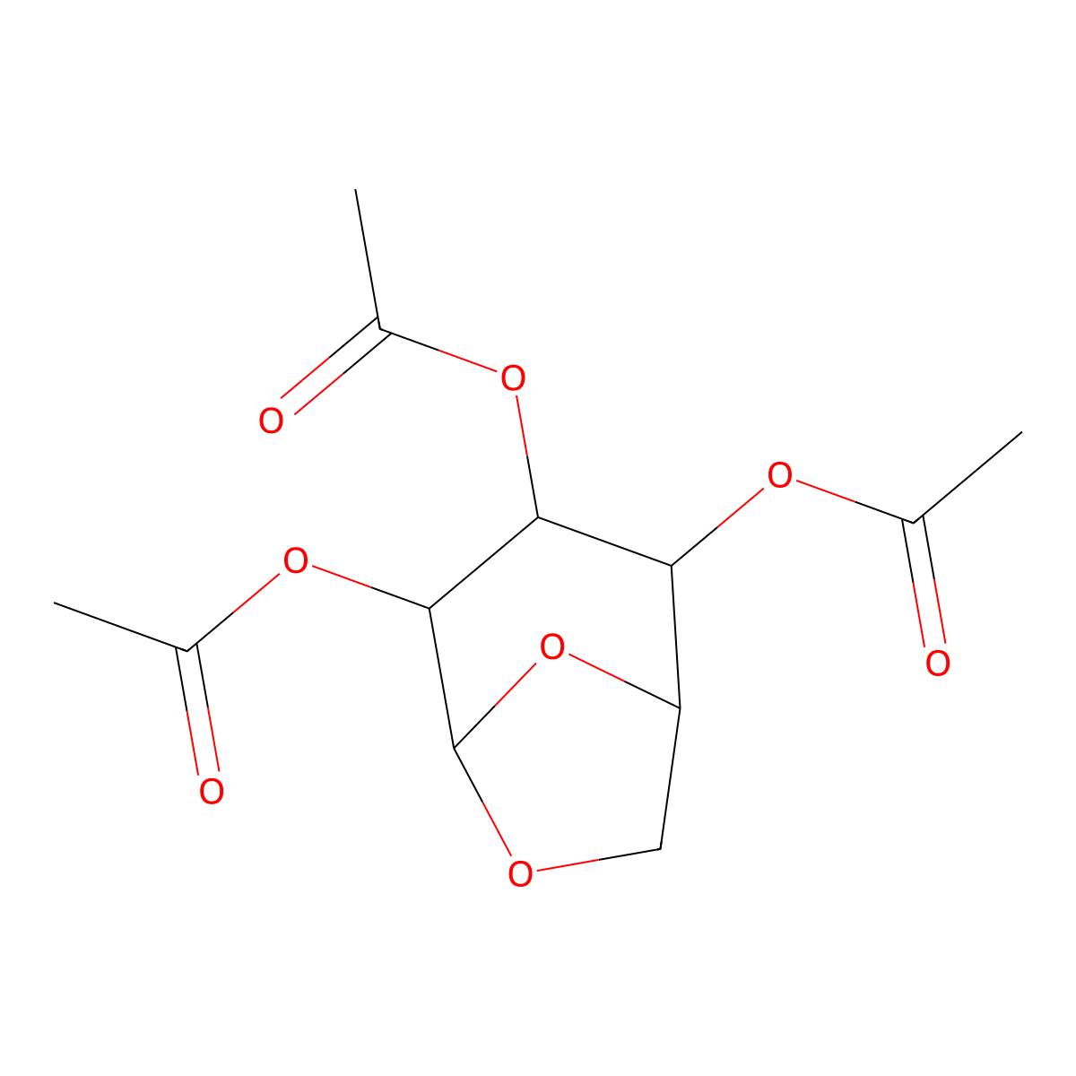 beta-D-Glucopyranose, 1,6-anhydro-, 2,3,4-triacetate molecular structure, CAS 13242-55-2