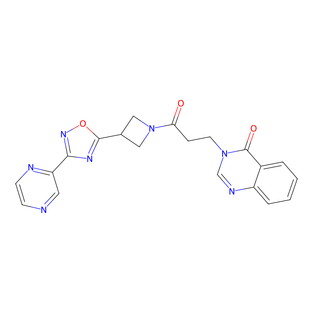 3-(3-oxo-3-(3-(3-(pyrazin-2-yl)-1,2,4-oxadiazol-5-yl)azetidin-1-yl)propyl)quinazolin-4(3H)-one molecular structure, CAS 1324205-66-4