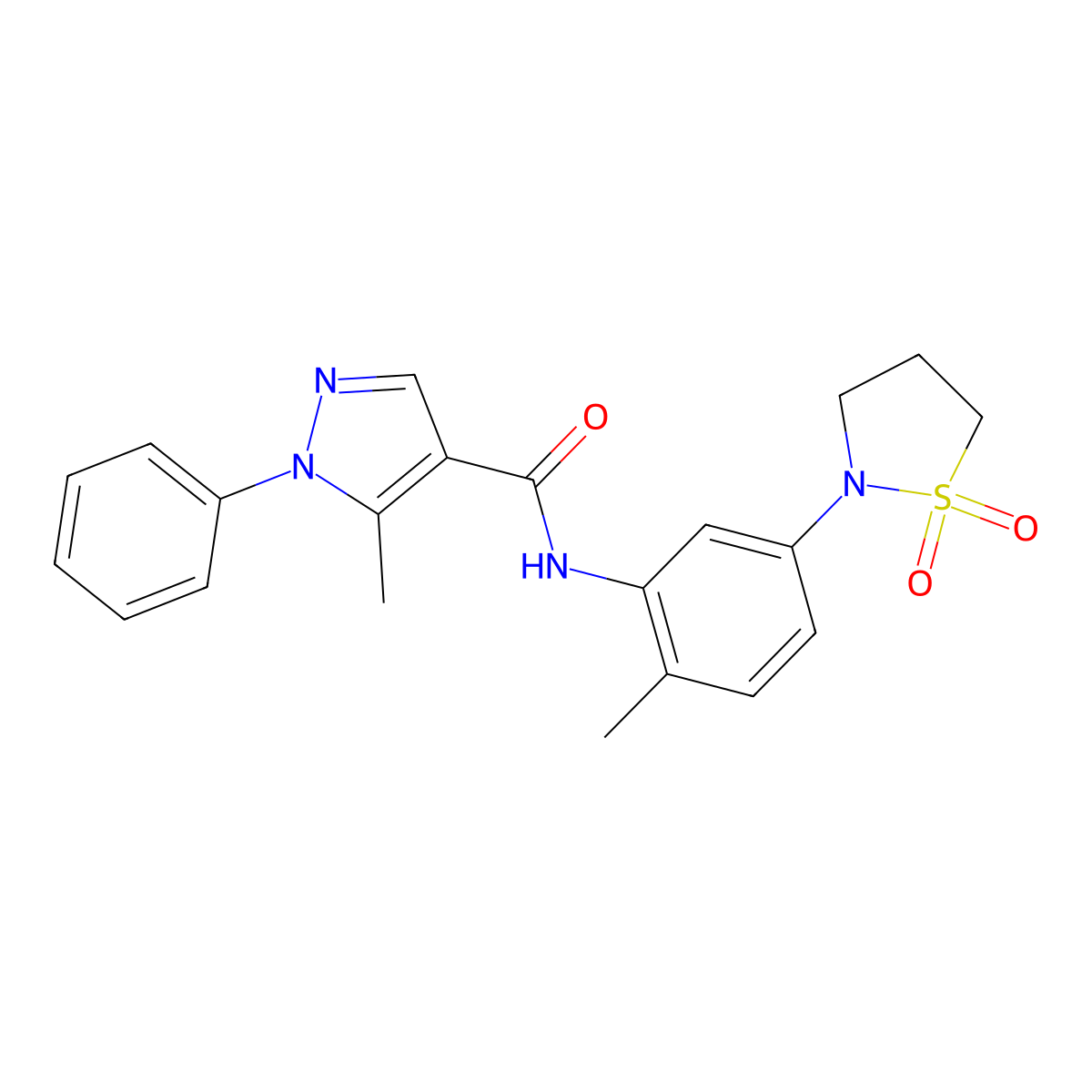N-(5-(1,1-dioxidoisothiazolidin-2-yl)-2-methylphenyl)-5-methyl-1-phenyl-1H-pyrazole-4-carboxamide molecular structure, CAS 1324206-62-3