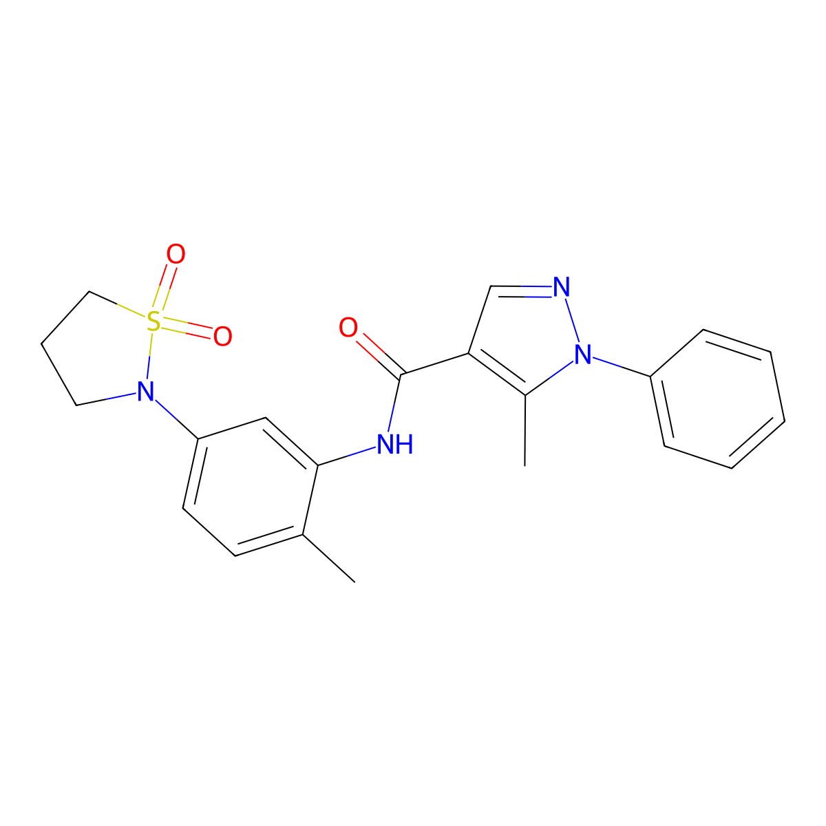 N-(5-(1,1-dioxidoisothiazolidin-2-yl)-2-methylphenyl)-5-methyl-1-phenyl-1H-pyrazole-4-carboxamide molecular structure, CAS 1324206-62-3