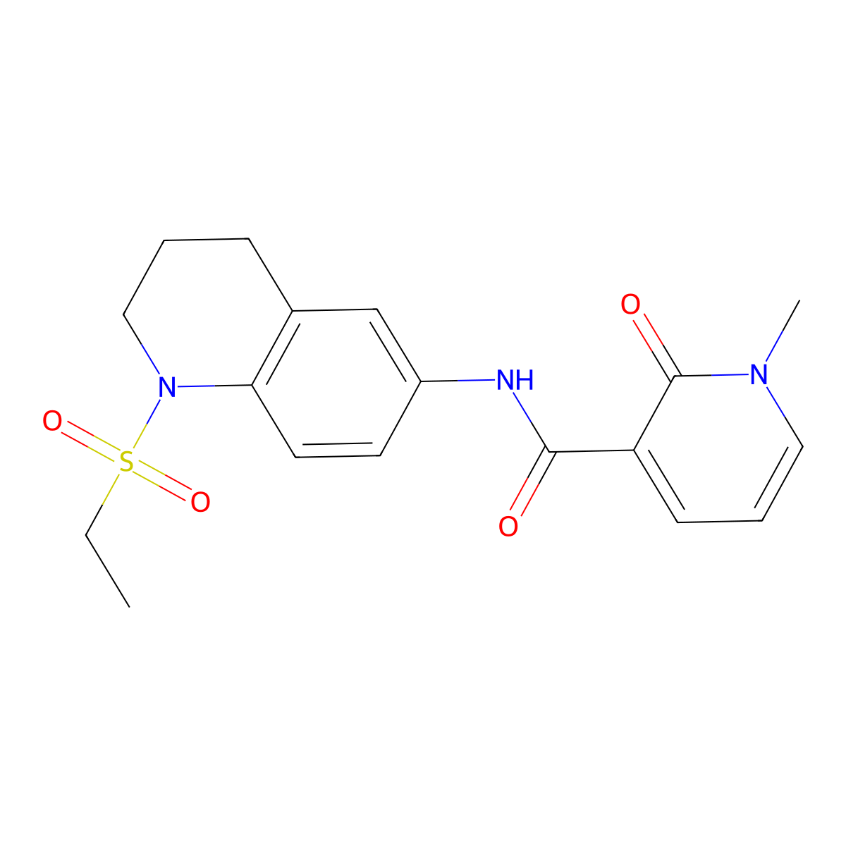 N-(1-(ethylsulfonyl)-1,2,3,4-tetrahydroquinolin-6-yl)-1-methyl-2-oxo-1,2-dihydropyridine-3-carboxamide molecular structure, CAS 1324207-17-1