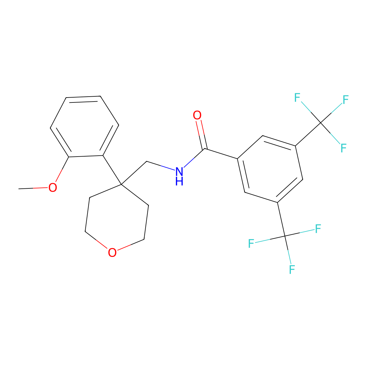 N-{[4-(2-methoxyphenyl)oxan-4-yl]methyl}-3,5-bis(trifluoromethyl)benzamide molecular structure, CAS 1324212-18-1