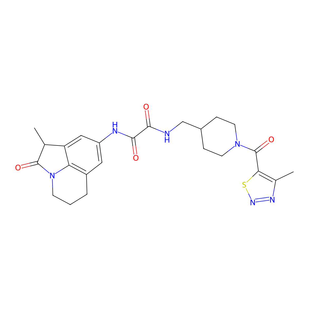 N1-((1-(4-methyl-1,2,3-thiadiazole-5-carbonyl)piperidin-4-yl)methyl)-N2-(1-methyl-2-oxo-2,4,5,6-tetrahydro-1H-pyrrolo[3,2,1-ij]quinolin-8-yl)oxalamide molecular structure, CAS 1324213-11-7