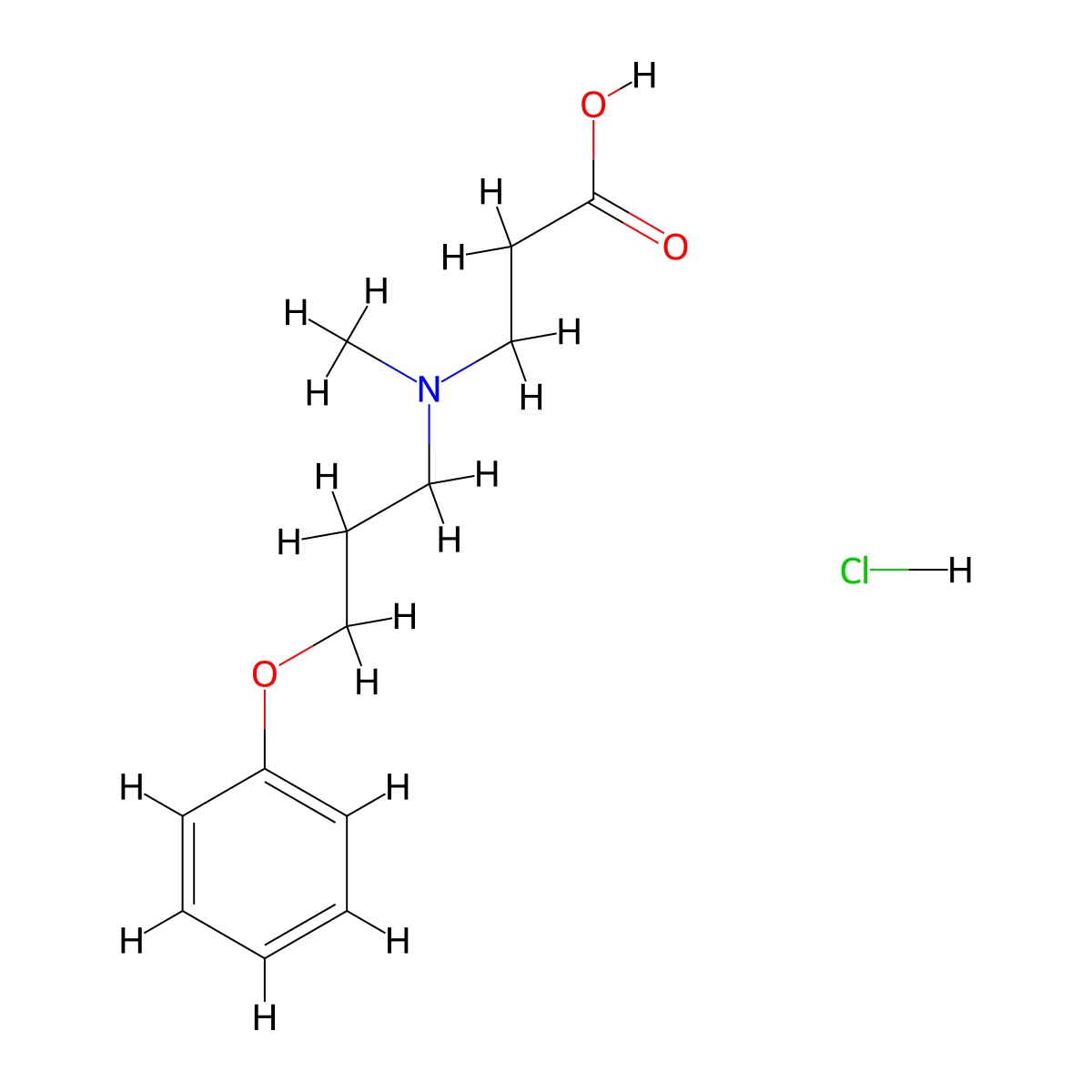 3-[Methyl(3-phenoxypropyl)amino]propanoic acid hydrochloride molecular structure, CAS 132424-09-0