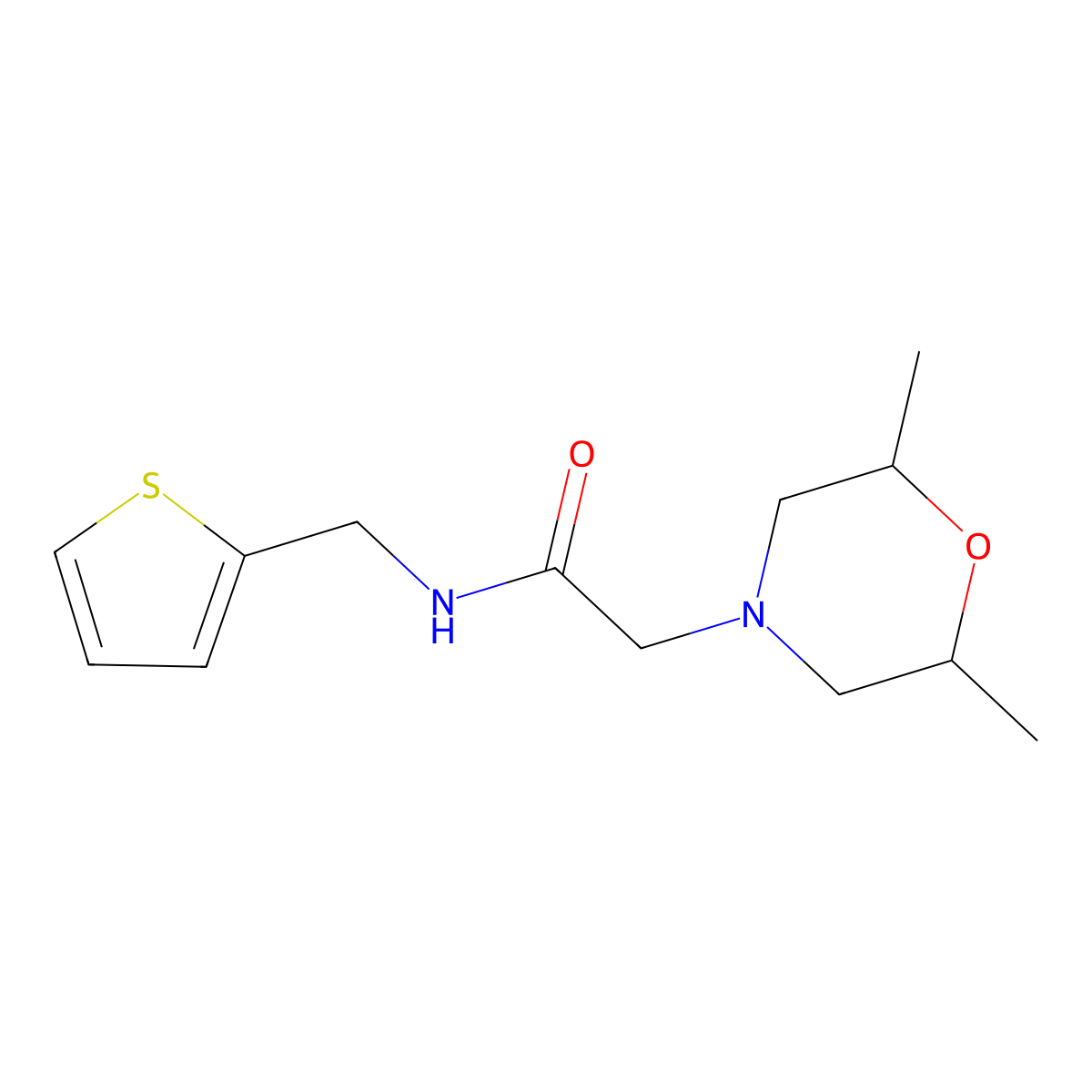 2-(2,6-dimethylmorpholin-4-yl)-N-(thiophen-2-ylmethyl molecular structure, CAS 1324243-97-1