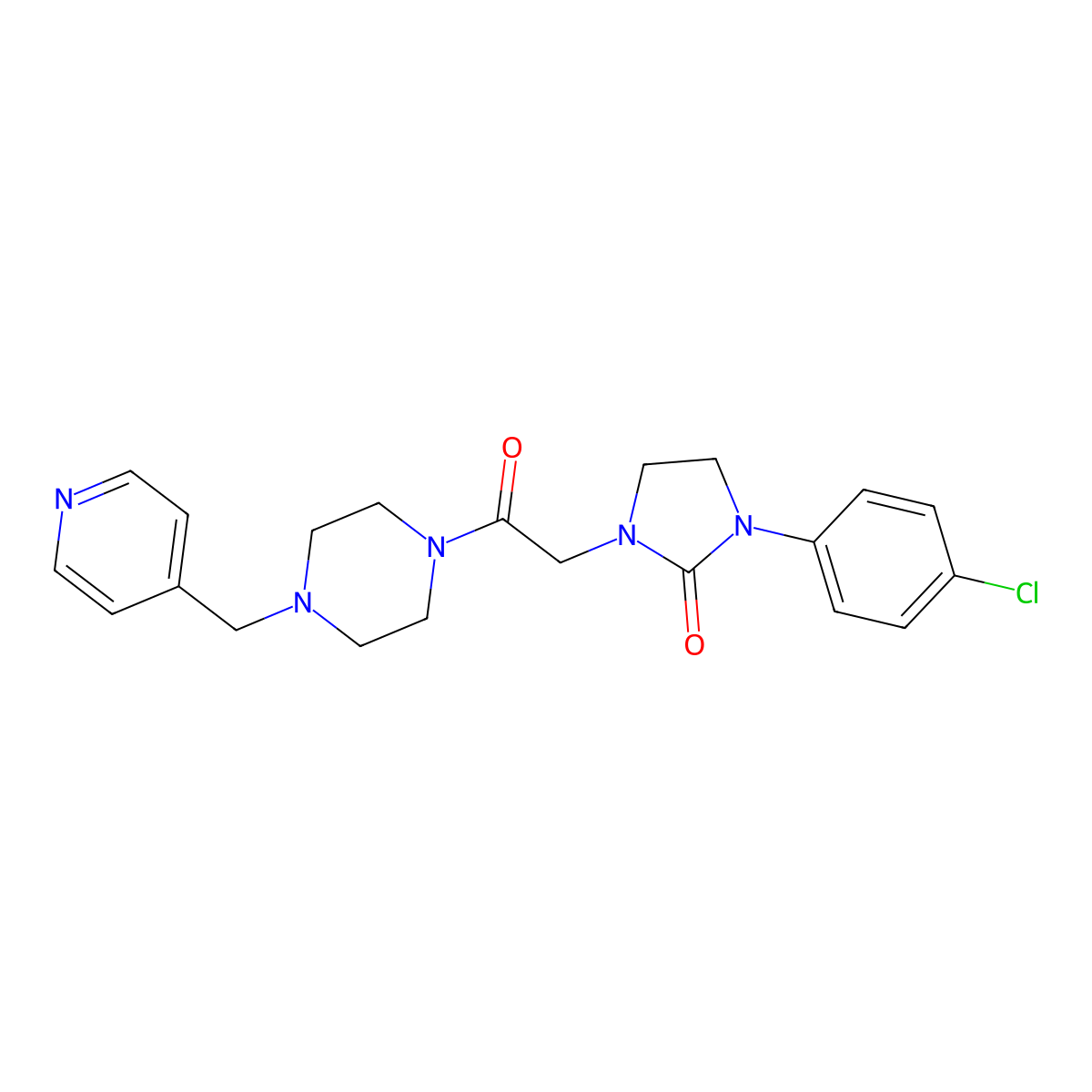 1-(4-Chlorophenyl)-3-(2-oxo-2-(4-(pyridin-4-ylmethyl)piperazin-1-yl)ethyl)imidazolidin-2-one molecular structure, CAS 1324291-05-5