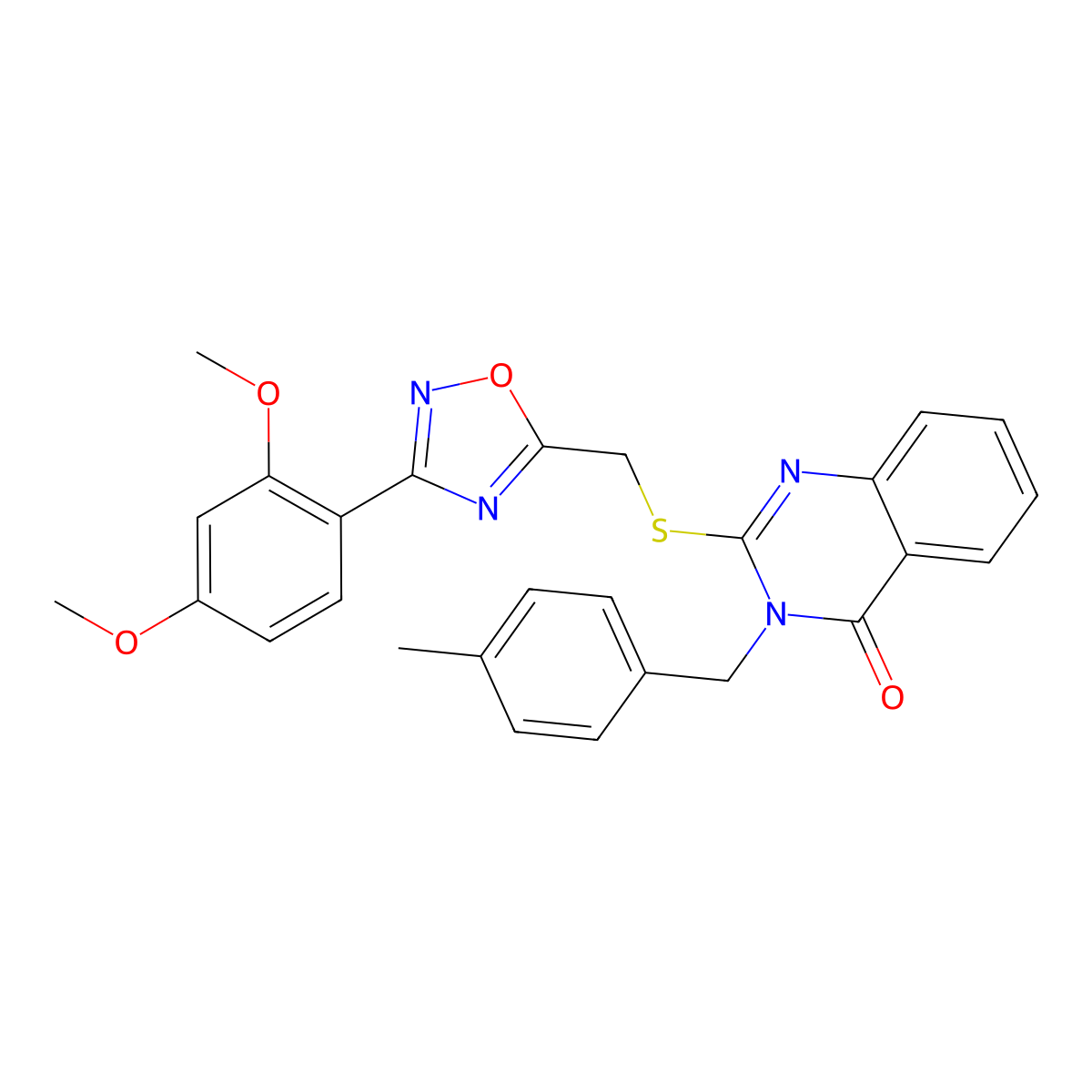 2-(((3-(2,4-dimethoxyphenyl)-1,2,4-oxadiazol-5-yl)methyl)thio)-3-(4-methylbenzyl)quinazolin-4(3H)-one molecular structure, CAS 1324291-84-0