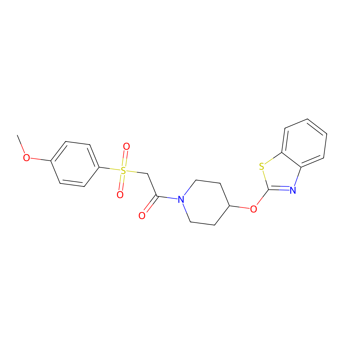 1-(4-(Benzo[d]thiazol-2-yloxy)piperidin-1-yl)-2-((4-methoxyphenyl)sulfonyl)ethanone molecular structure, CAS 1324296-60-7