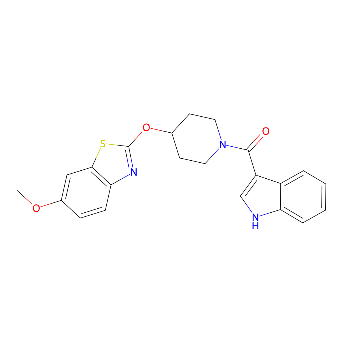 (1H-indol-3-yl)(4-((6-methoxybenzo[d]thiazol-2-yl)oxy)piperidin-1-yl)methanone molecular structure, CAS 1324297-65-5