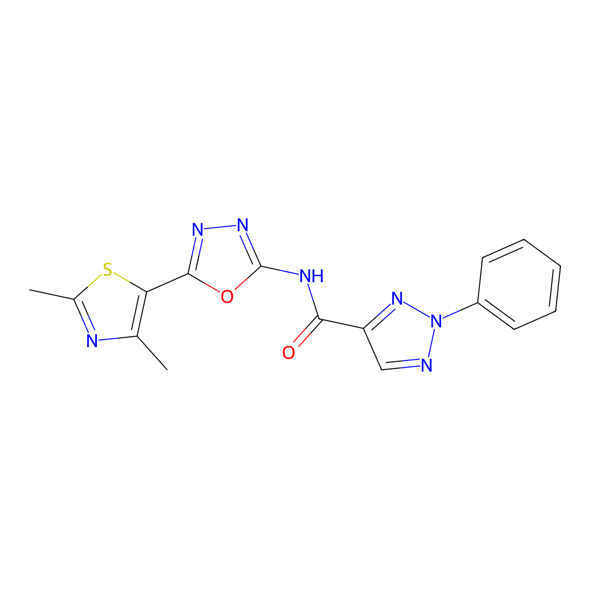N-(5-(2,4-dimethylthiazol-5-yl)-1,3,4-oxadiazol-2-yl)-2-phenyl-2H-1,2,3-triazole-4-carboxamide molecular structure, CAS 1324301-68-9