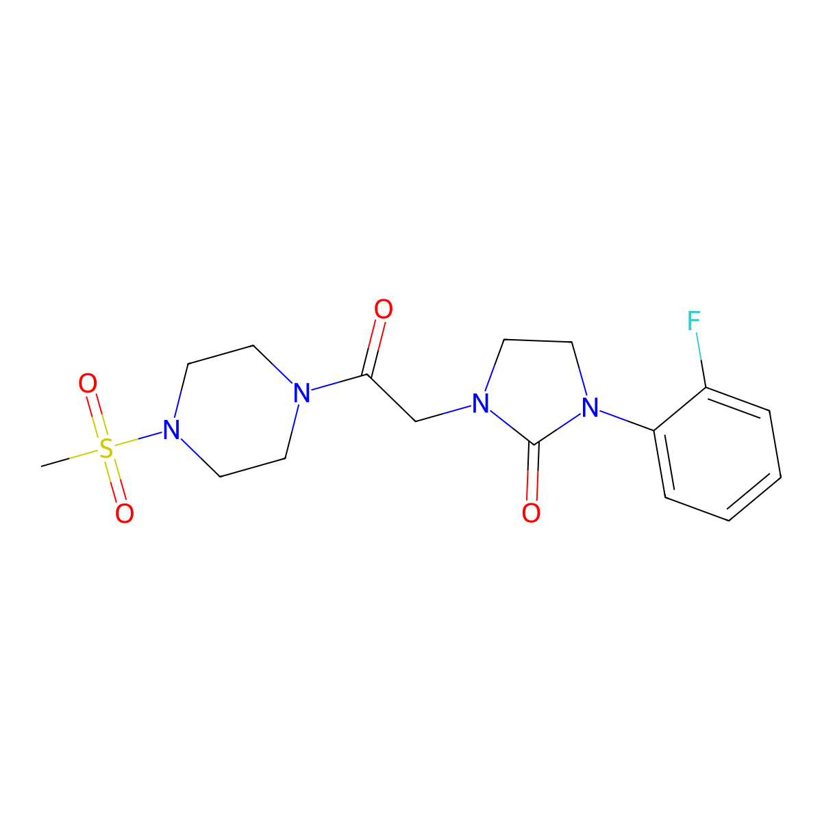 1-(2-Fluorophenyl)-3-(2-(4-(methylsulfonyl)piperazin-1-yl)-2-oxoethyl)imidazolidin-2-one molecular structure, CAS 1324304-08-6