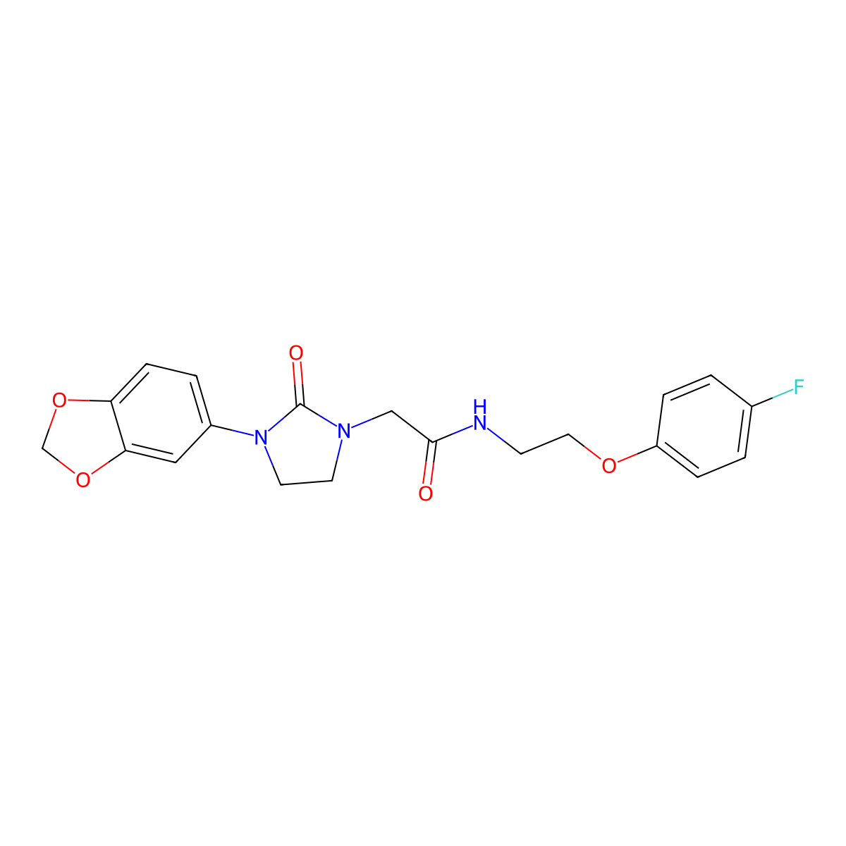 2-[3-(2H-1,3-benzodioxol-5-yl)-2-oxoimidazolidin-1-yl]-N-[2-(4-fluorophenoxy)ethyl]acetamide molecular structure, CAS 1324305-49-8