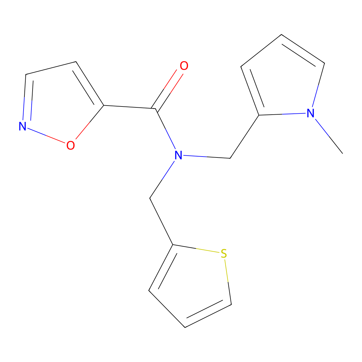 N-((1-methyl-1H-pyrrol-2-yl)methyl)-N-(thiophen-2-ylmethyl)isoxazole-5-carboxamide molecular structure, CAS 1324313-82-7