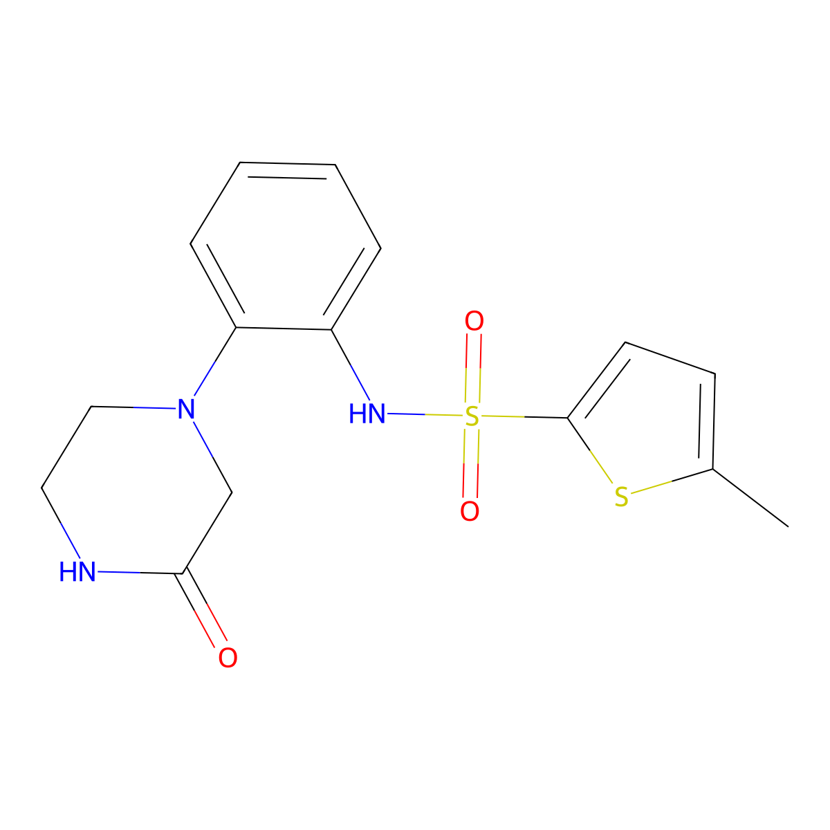 5-methyl-N-[2-(3-oxopiperazin-1-yl)phenyl]thiophene-2-sulfonamide molecular structure, CAS 1324319-53-0