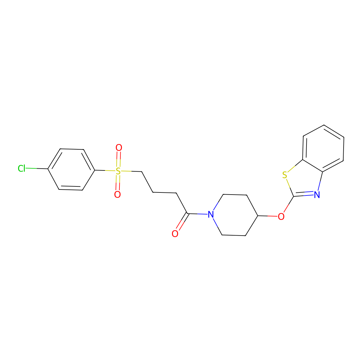 1-(4-(Benzo[d]thiazol-2-yloxy)piperidin-1-yl)-4-((4-chlorophenyl)sulfonyl)butan-1-one molecular structure, CAS 1324325-34-9
