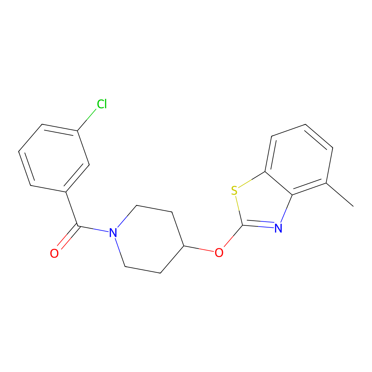 (3-Chlorophenyl)(4-((4-methylbenzo[d]thiazol-2-yl)oxy)piperidin-1-yl)methanone molecular structure, CAS 1324325-42-9