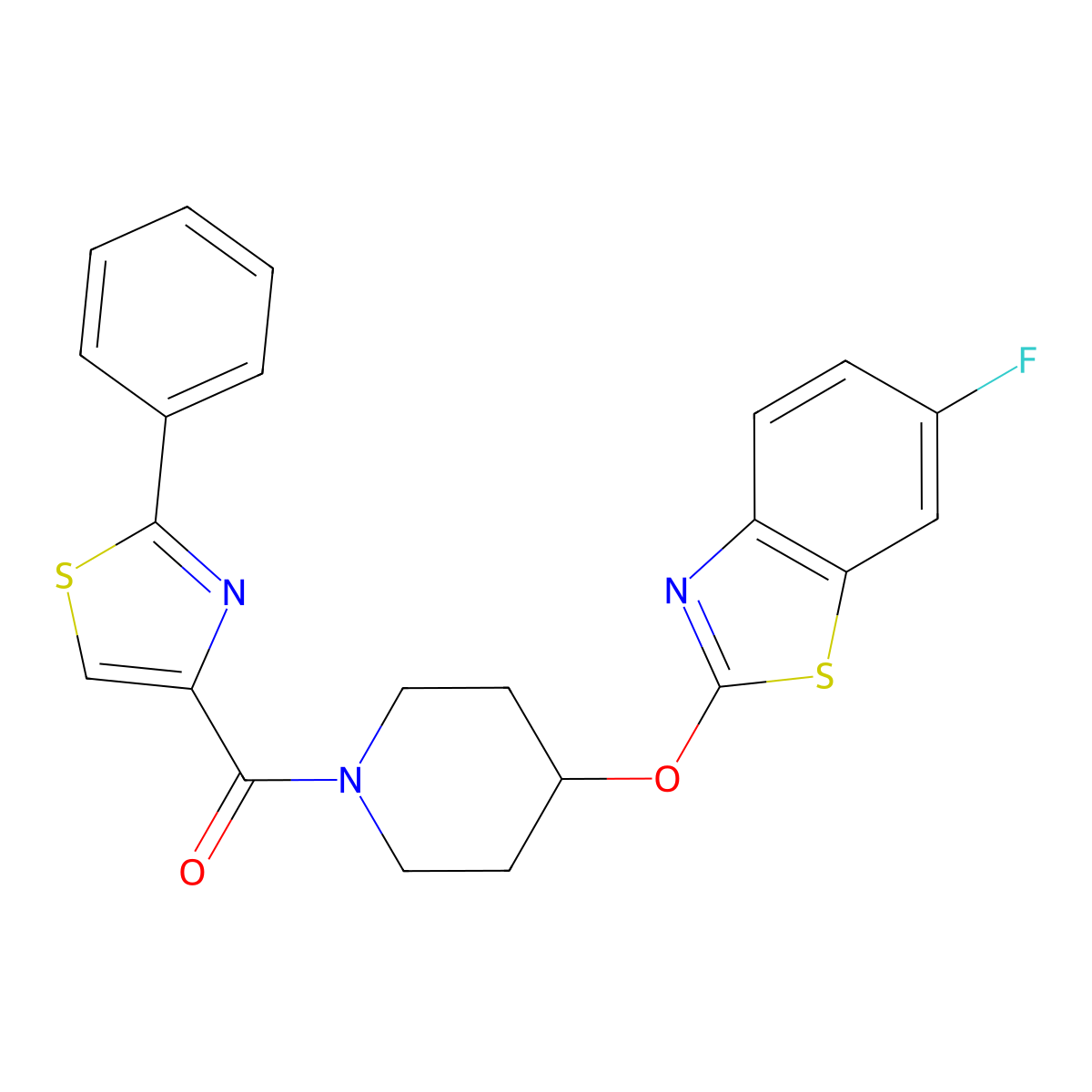 (4-((6-Fluorobenzo[d]thiazol-2-yl)oxy)piperidin-1-yl)(2-phenylthiazol-4-yl)methanone molecular structure, CAS 1324326-16-0