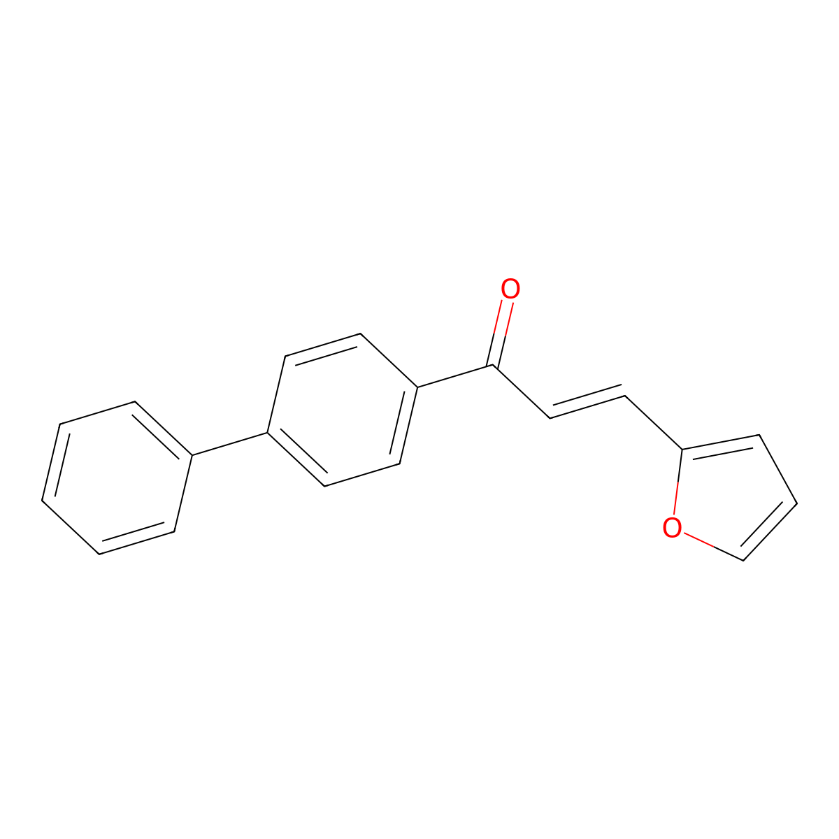 (2E)-1-{[1,1'-biphenyl]-4-yl}-3-(furan-2-yl)prop-2-en-1-one molecular structure, CAS 132434-51-6