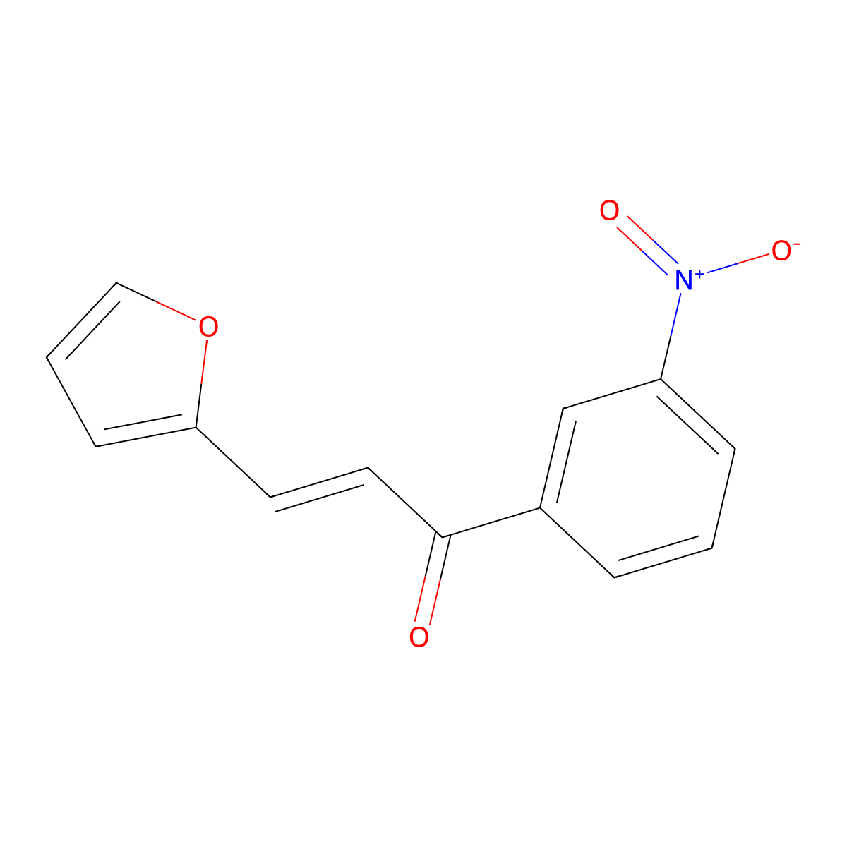 (E)-3-(furan-2-yl)-1-(3-nitrophenyl)prop-2-en-1-one molecular structure, CAS 132434-55-0