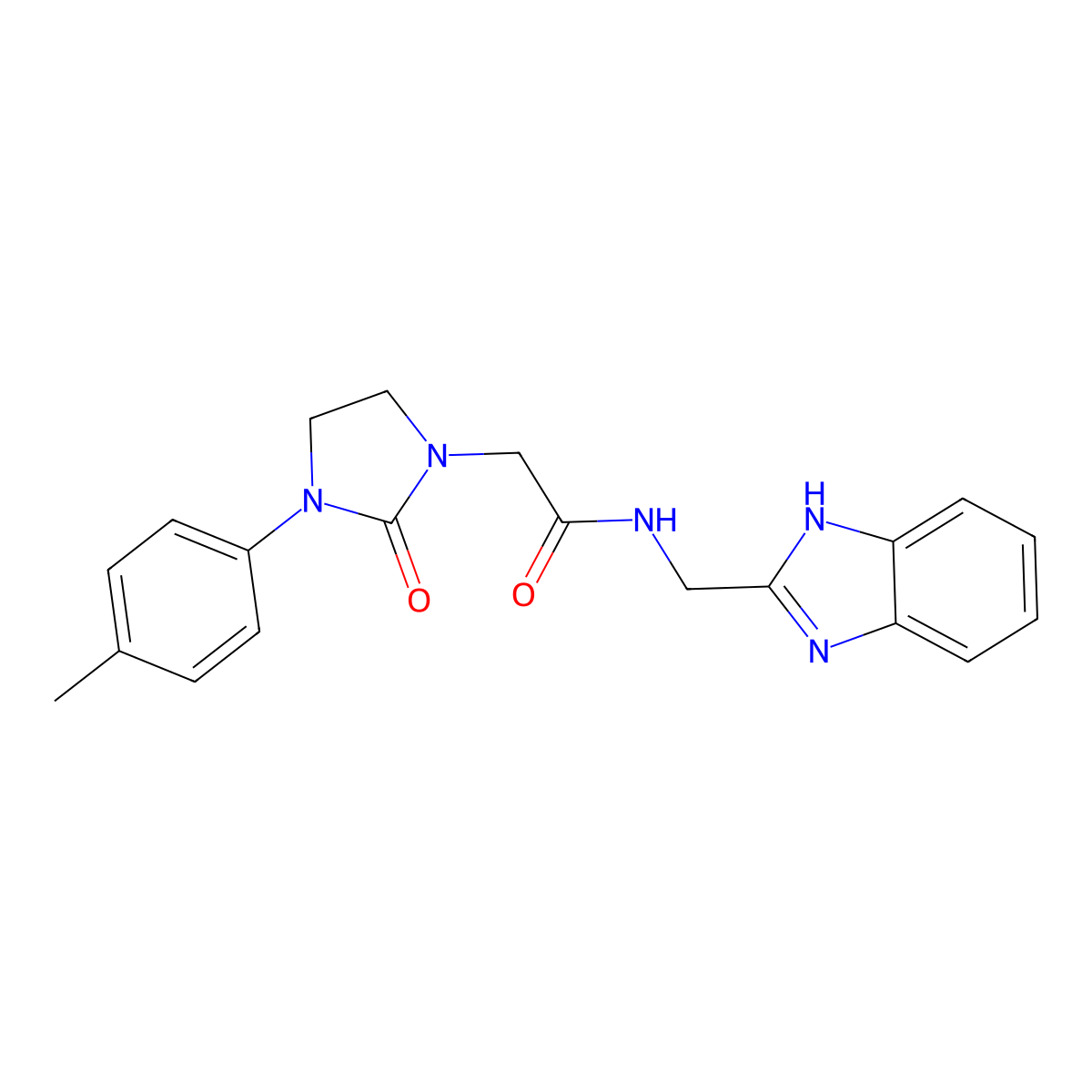 N-((1H-benzo[d]imidazol-2-yl)methyl)-2-(2-oxo-3-(p-tolyl)imidazolidin-1-yl)acetamide molecular structure, CAS 1324347-25-2