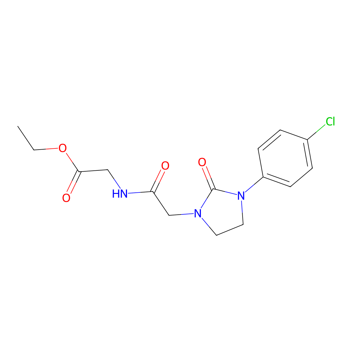 Ethyl 2-(2-(3-(4-chlorophenyl)-2-oxoimidazolidin-1-yl)acetamido)acetate molecular structure, CAS 1324347-87-6