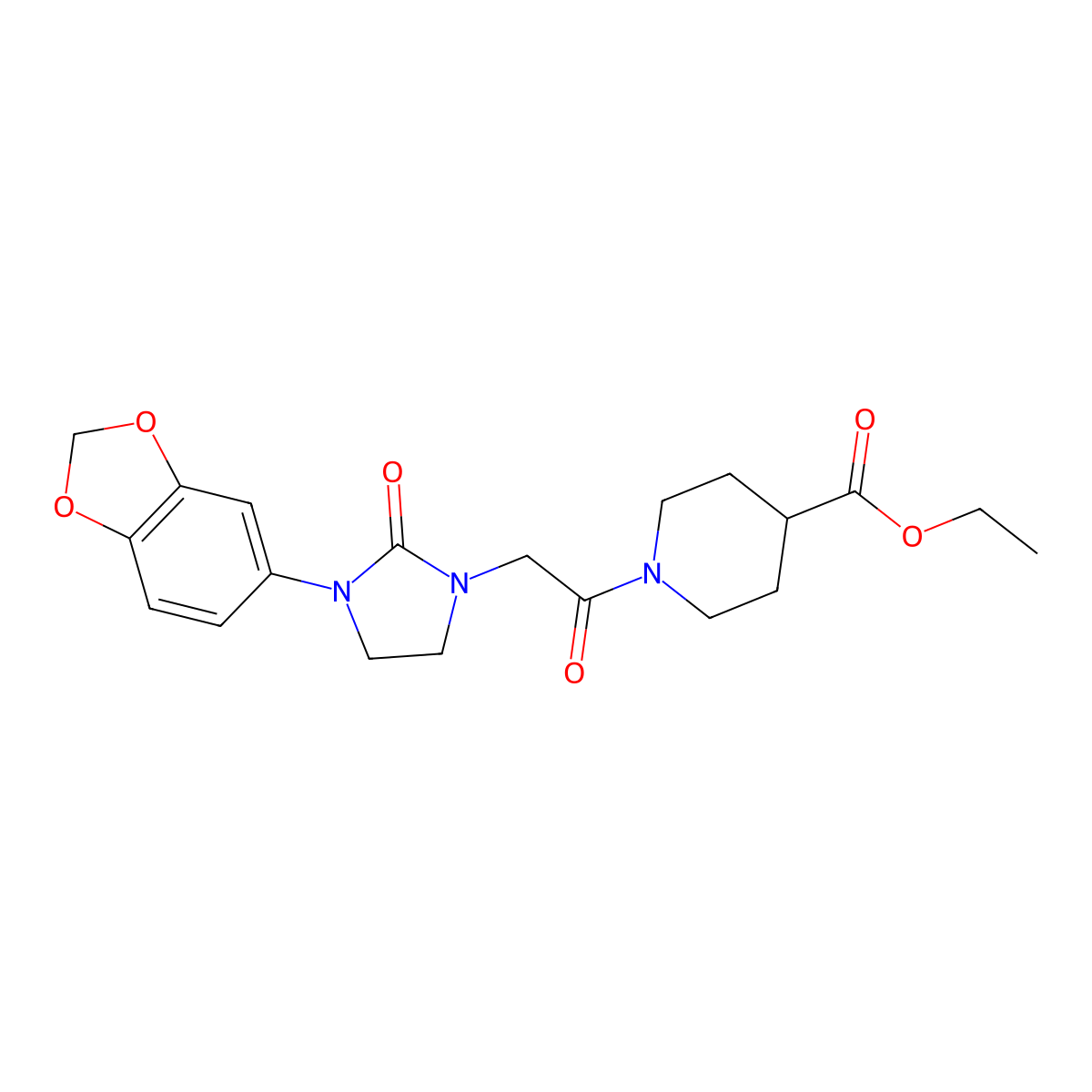 Ethyl 1-(2-(3-(benzo[d][1,3]dioxol-5-yl)-2-oxoimidazolidin-1-yl)acetyl)piperidine-4-carboxylate molecular structure, CAS 1324348-94-8
