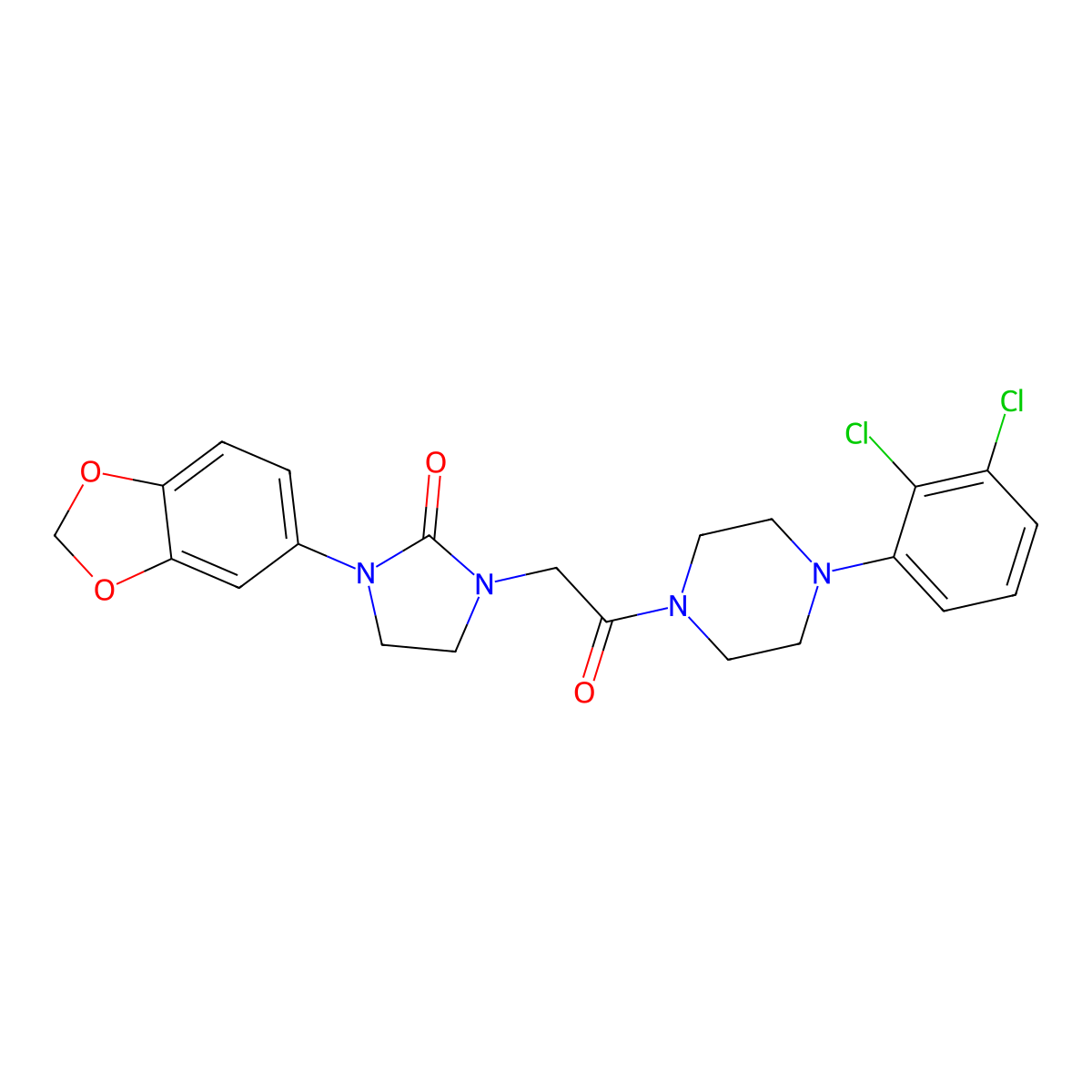 1-(Benzo[d][1,3]dioxol-5-yl)-3-(2-(4-(2,3-dichlorophenyl)piperazin-1-yl)-2-oxoethyl)imidazolidin-2-one molecular structure, CAS 1324349-17-8