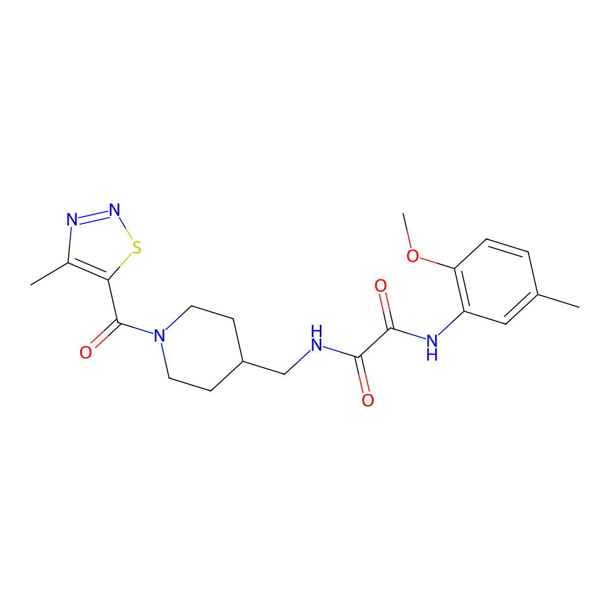 N'-(2-methoxy-5-methylphenyl)-N-{[1-(4-methyl-1,2,3-thiadiazole-5-carbonyl)piperidin-4-yl]methyl}ethanediamide molecular structure, CAS 1324352-62-6