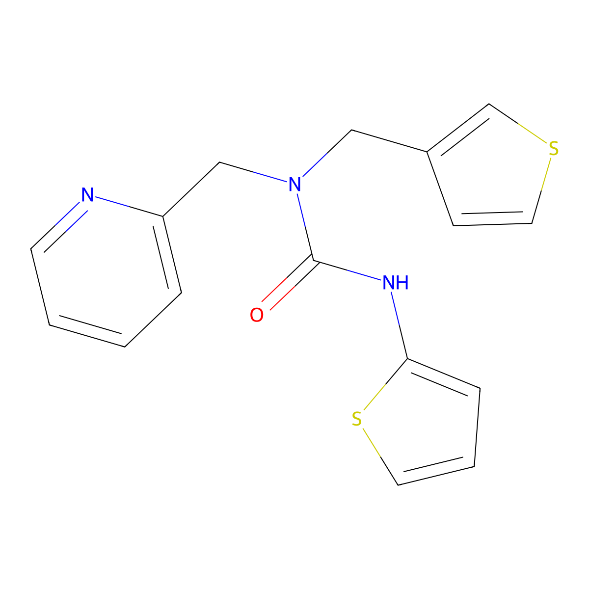 1-(Pyridin-2-ylmethyl)-3-(thiophen-2-yl)-1-(thiophen-3-ylmethyl)urea molecular structure, CAS 1324355-07-8