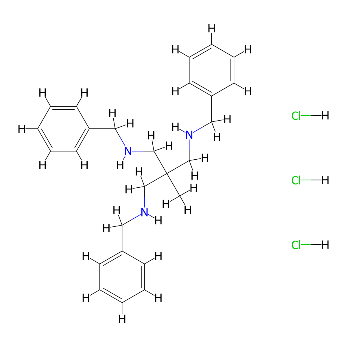 N1,N3-Dibenzyl-2-((benzylamino)methyl)-2-methylpropane-1,3-diamine trihydrochloride molecular structure, CAS 1324355-92-1