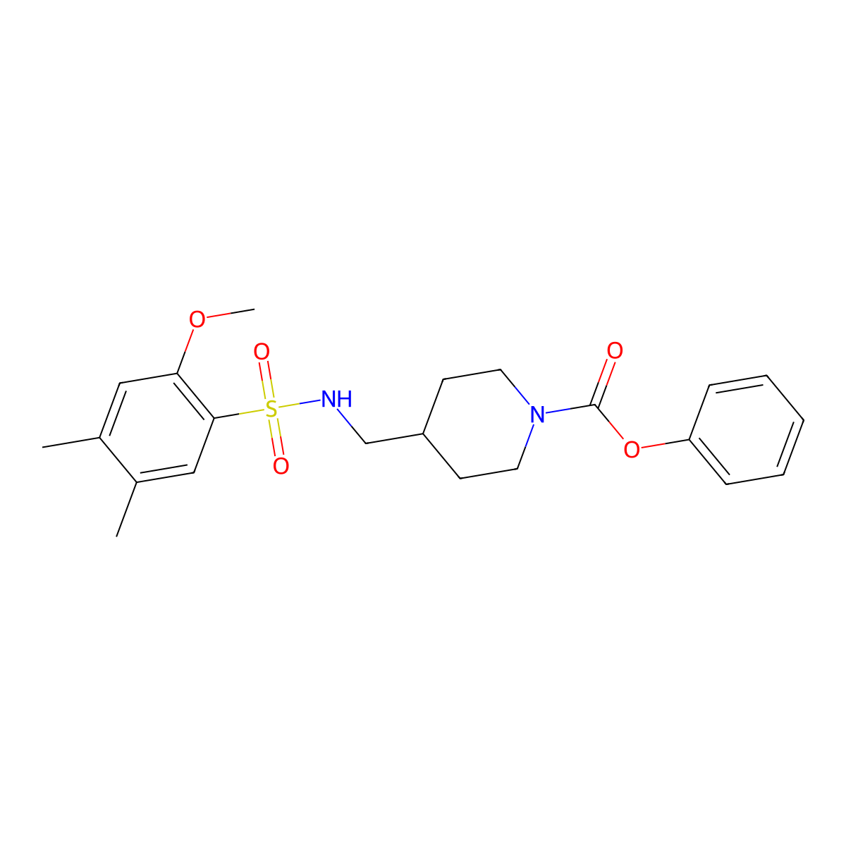 Phenyl 4-((2-methoxy-4,5-dimethylphenylsulfonamido)methyl)piperidine-1-carboxylate molecular structure, CAS 1324360-01-1