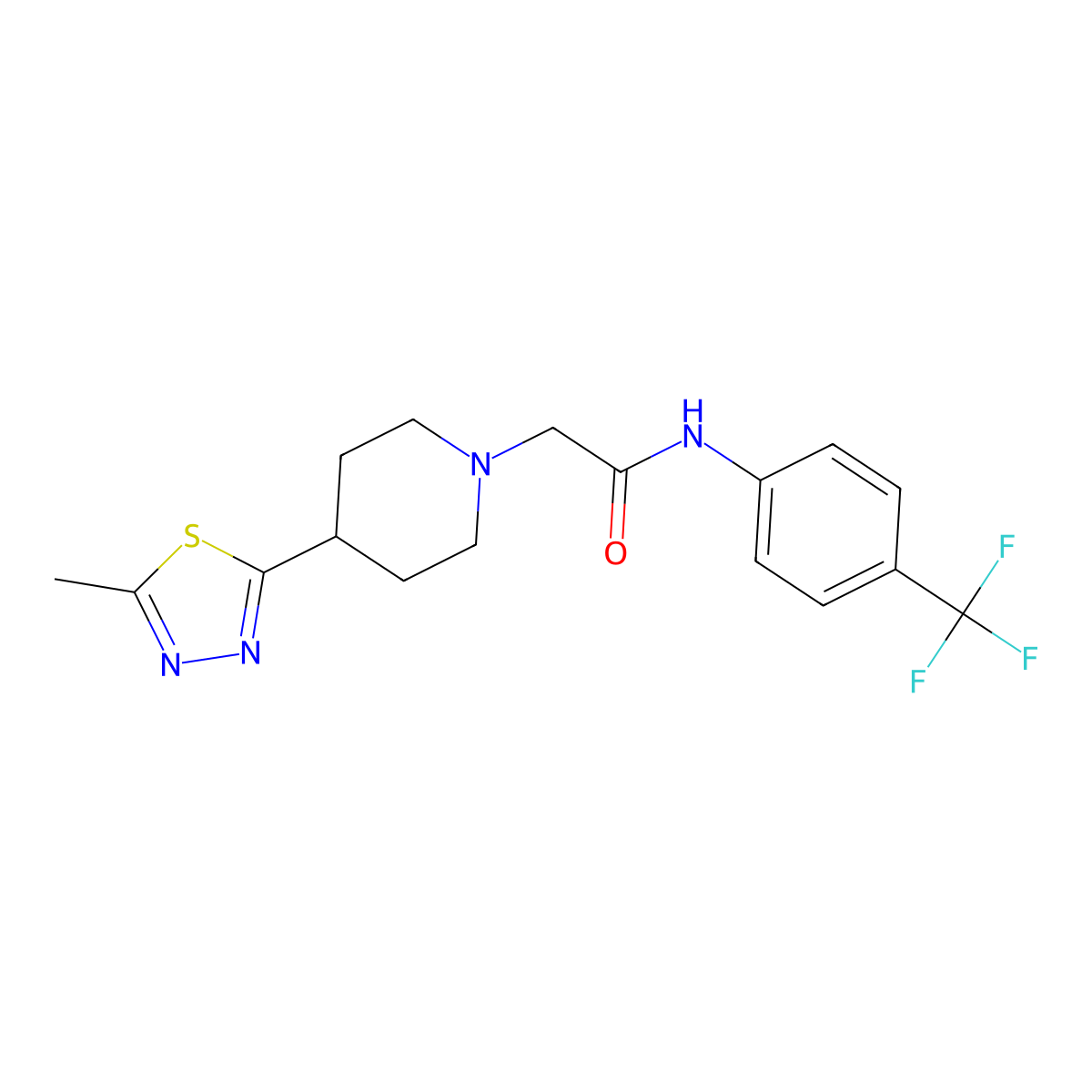 2-[4-(5-methyl-1,3,4-thiadiazol-2-yl)piperidin-1-yl]-N-[4-(trifluoromethyl)phenyl]acetamide molecular structure, CAS 1324368-23-1