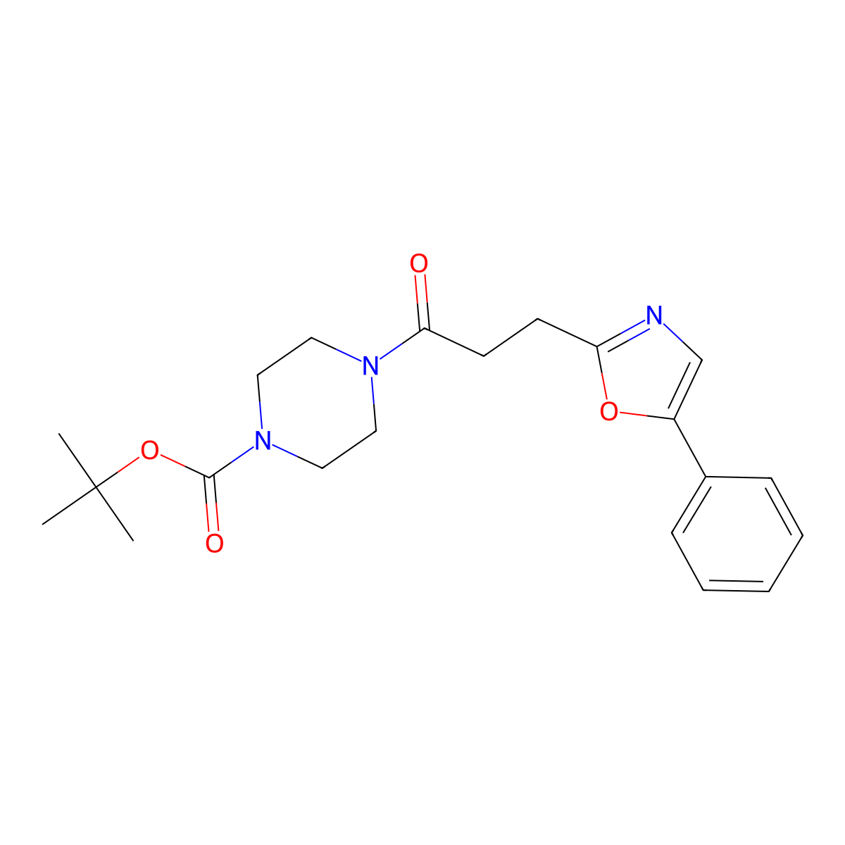 Tert-butyl 4-[3-(5-phenyl-1,3-oxazol-2-yl)propanoyl]piperazine-1-carboxylate molecular structure, CAS 1324394-85-5