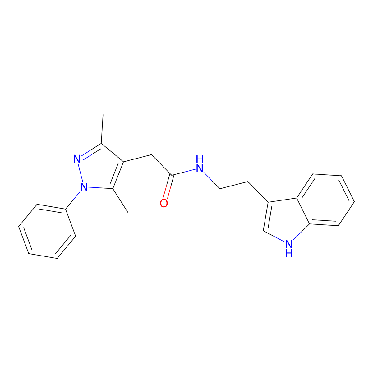 2-(3,5-dimethyl-1-phenyl-1H-pyrazol-4-yl)-N-[2-(1H-indol-3-yl)ethyl]acetamide molecular structure, CAS 1324411-50-8