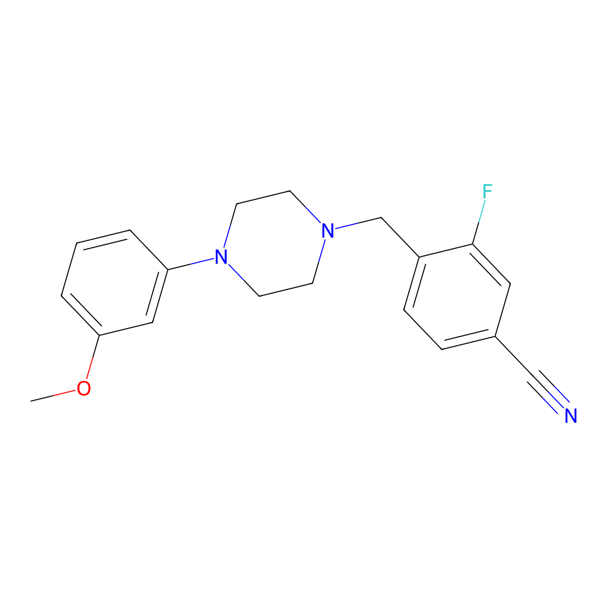 3-Fluoro-4-{[4-(3-methoxyphenyl)piperazin-1-yl]methyl}benzonitrile molecular structure, CAS 1324418-74-7