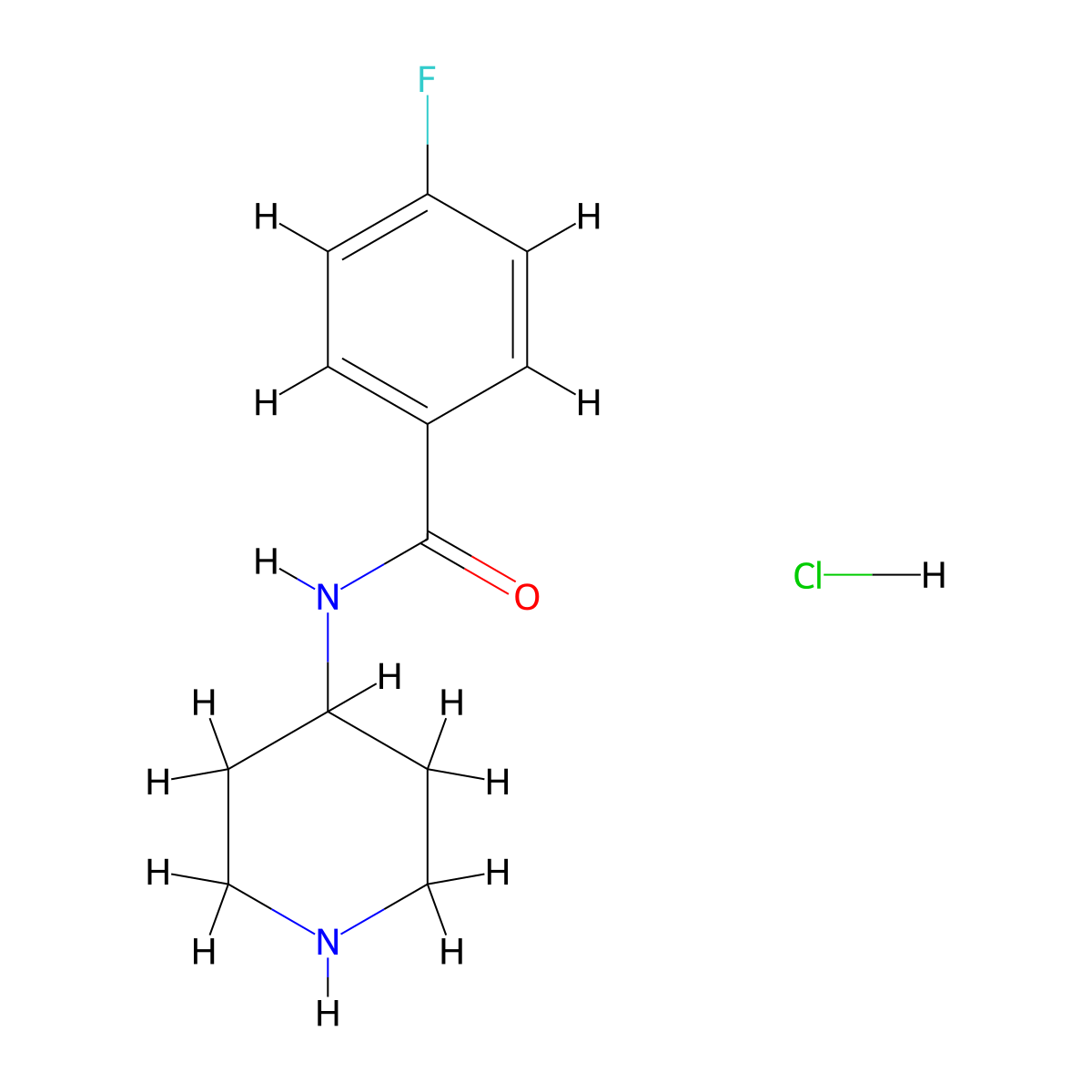4-Fluoro-N-(piperidine-4-yl)benzamide hydrochloride molecular structure, CAS 132442-33-2