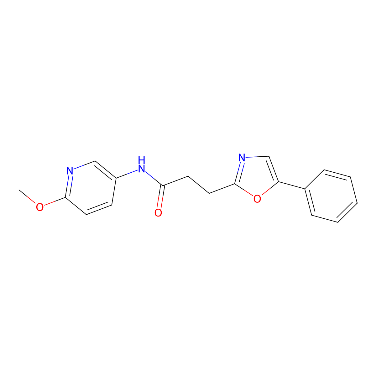 N-(6-methoxypyridin-3-yl)-3-(5-phenyl-1,3-oxazol-2-yl)propanamide molecular structure, CAS 1324421-48-8