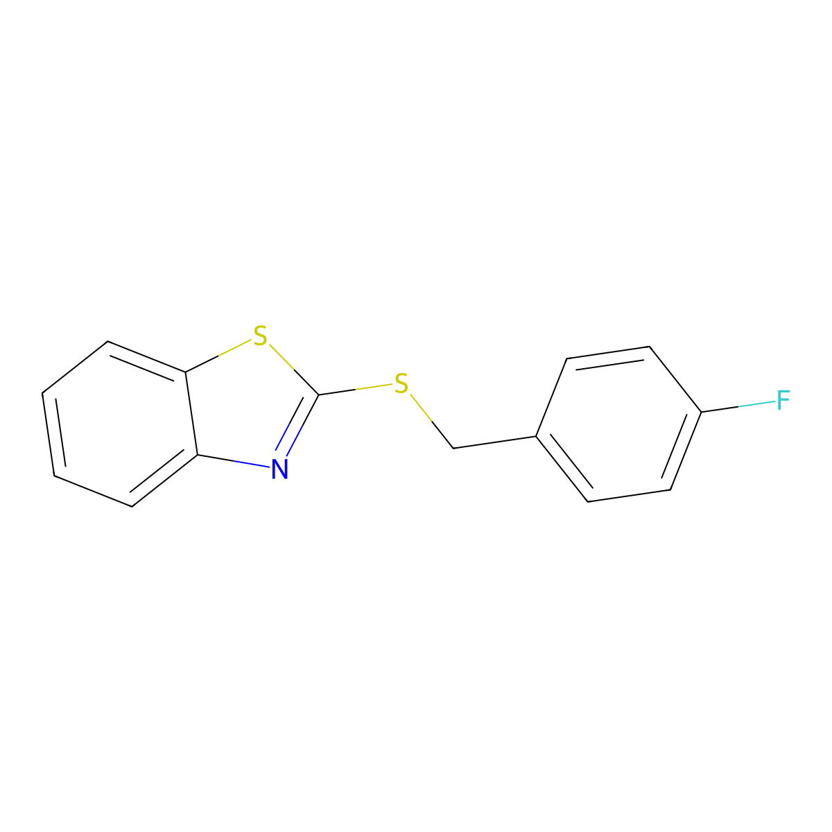 2-{[(4-Fluorophenyl)methyl]sulfanyl}-1,3-benzothiazole molecular structure, CAS 132445-87-5