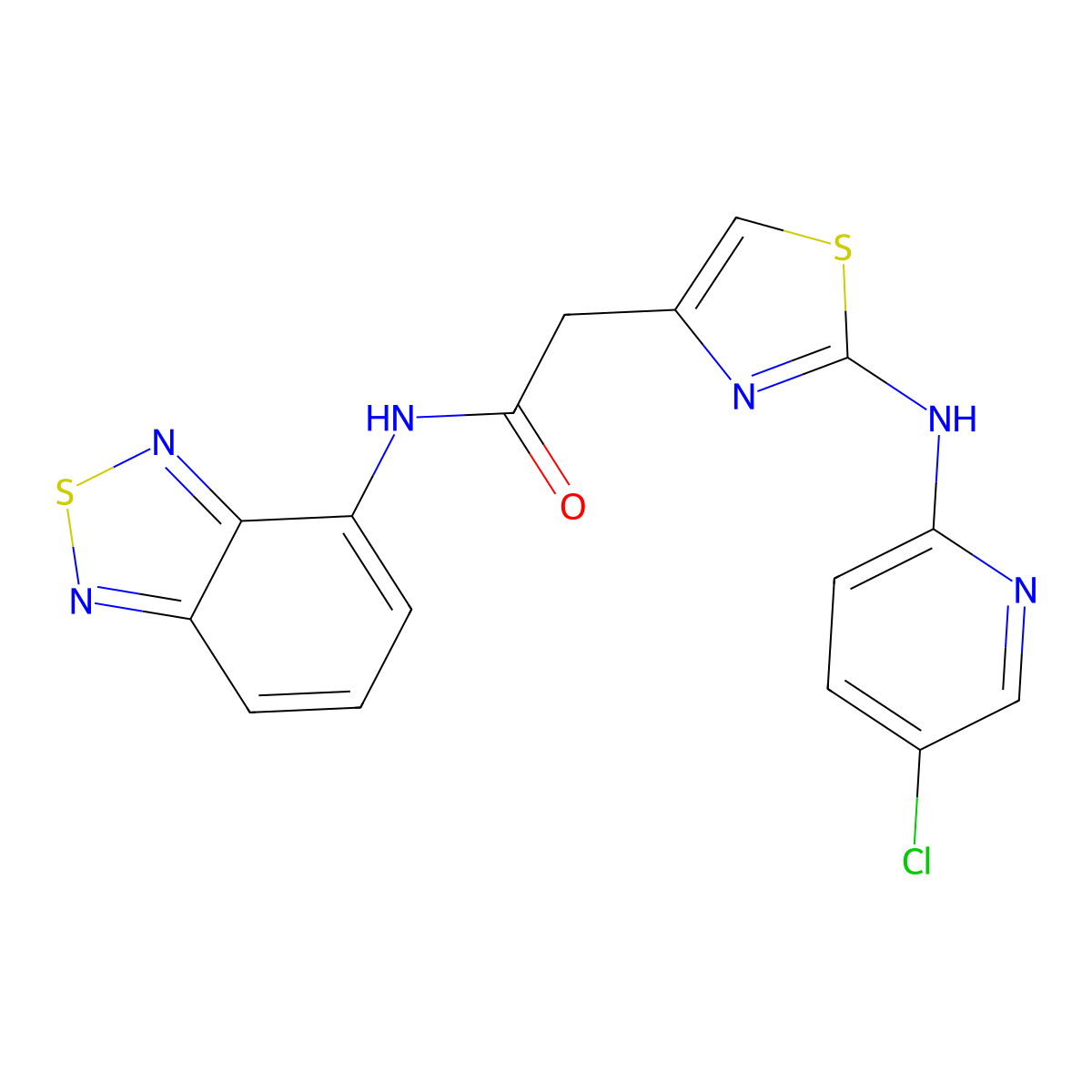 N-(benzo[c][1,2,5]thiadiazol-4-yl)-2-(2-((5-chloropyridin-2-yl)amino)thiazol-4-yl)acetamide molecular structure, CAS 1324466-80-9