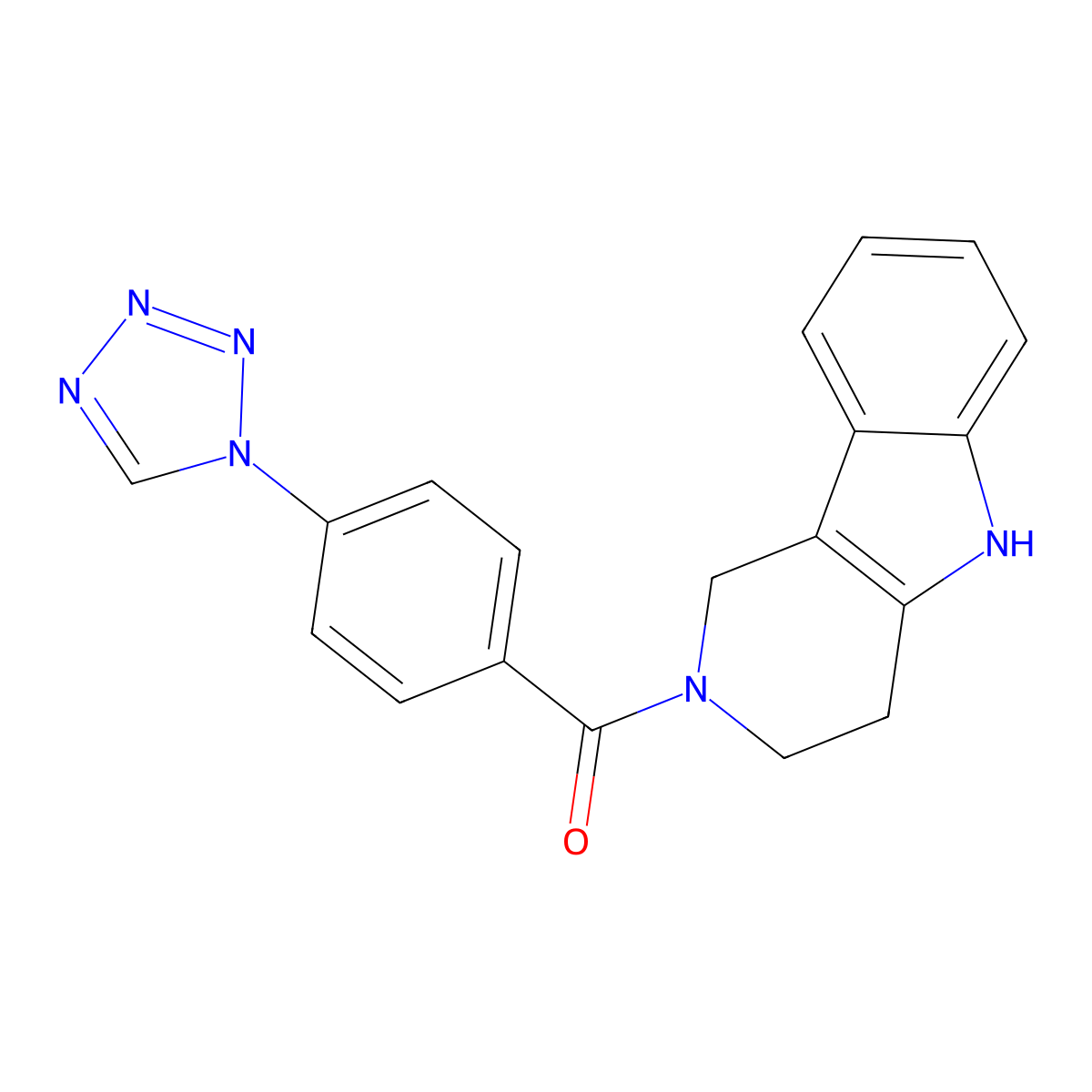 1,3,4,5-tetrahydro-2H-pyrido[4,3-b]indol-2-yl[4-(1H-tetrazol-1-yl)phenyl]methanone molecular structure, CAS 1324480-88-7