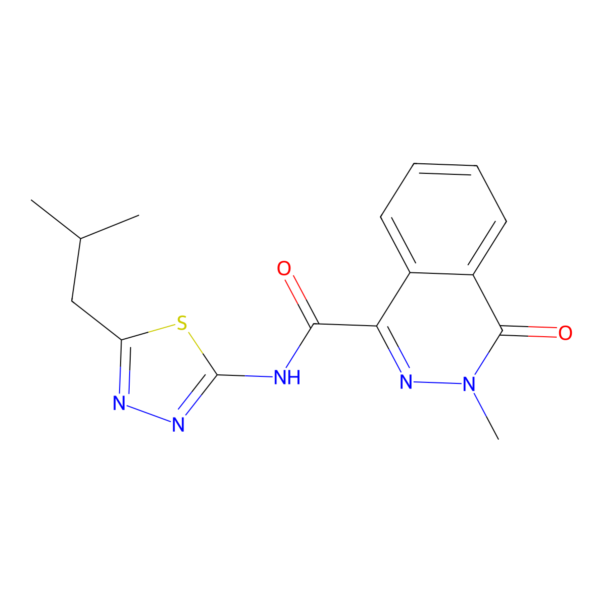 3-methyl-N-[5-(2-methylpropyl)-1,3,4-thiadiazol-2-yl]-4-oxo-3,4-dihydrophthalazine-1-carboxamide molecular structure, CAS 1324484-66-3