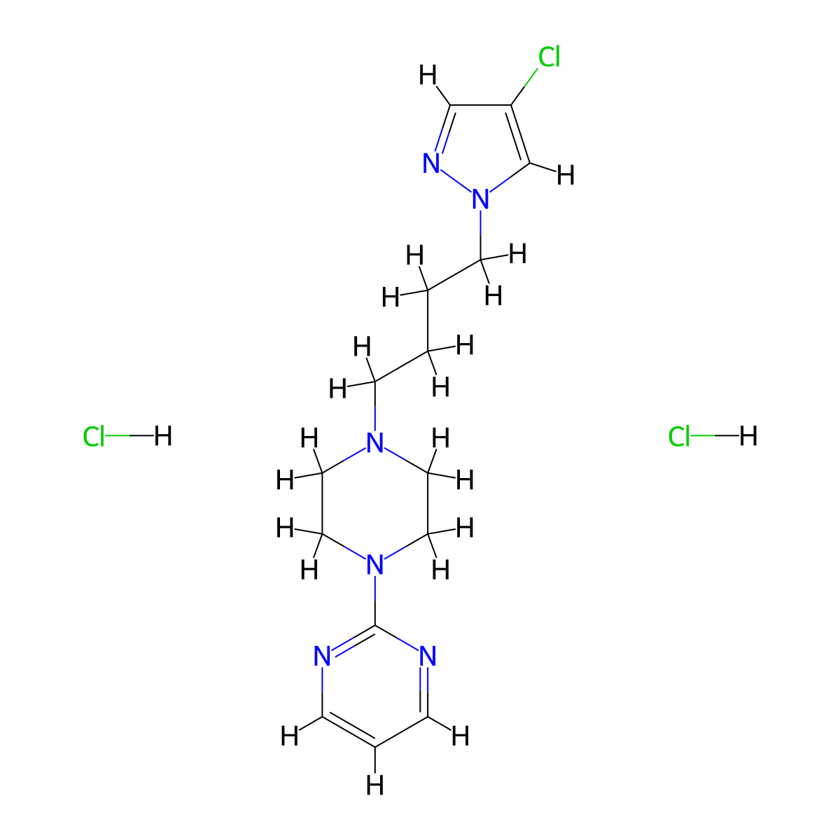 Lesopitron dihydrochloride molecular structure, CAS 132449-89-9