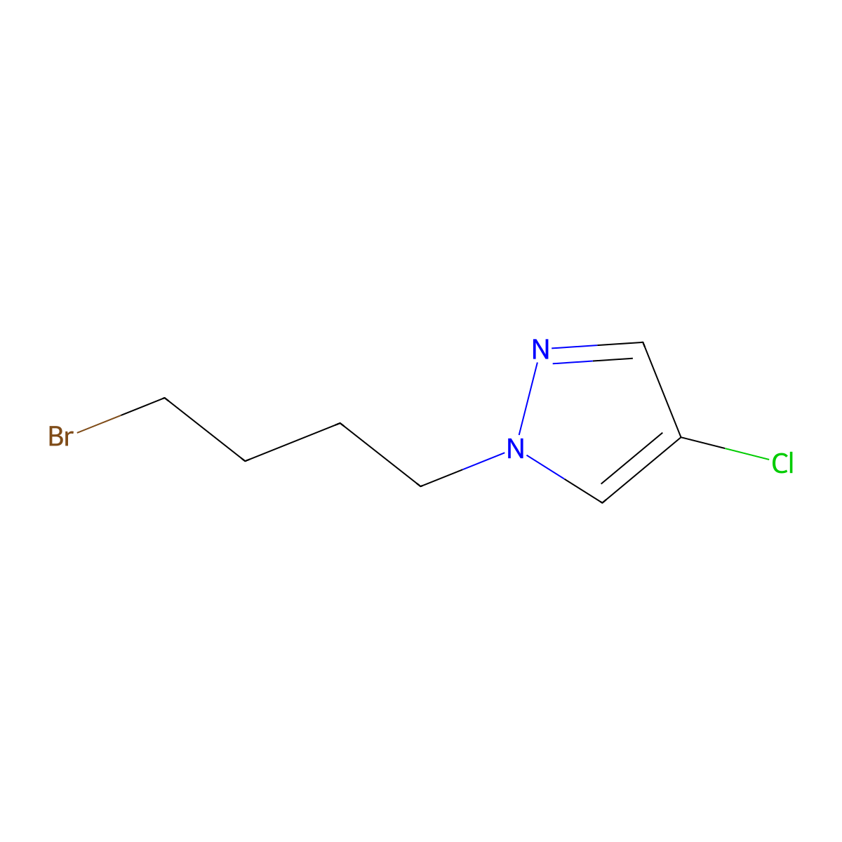 1-(4-Bromobutyl)-4-chloro-1H-pyrazole molecular structure, CAS 132449-90-2