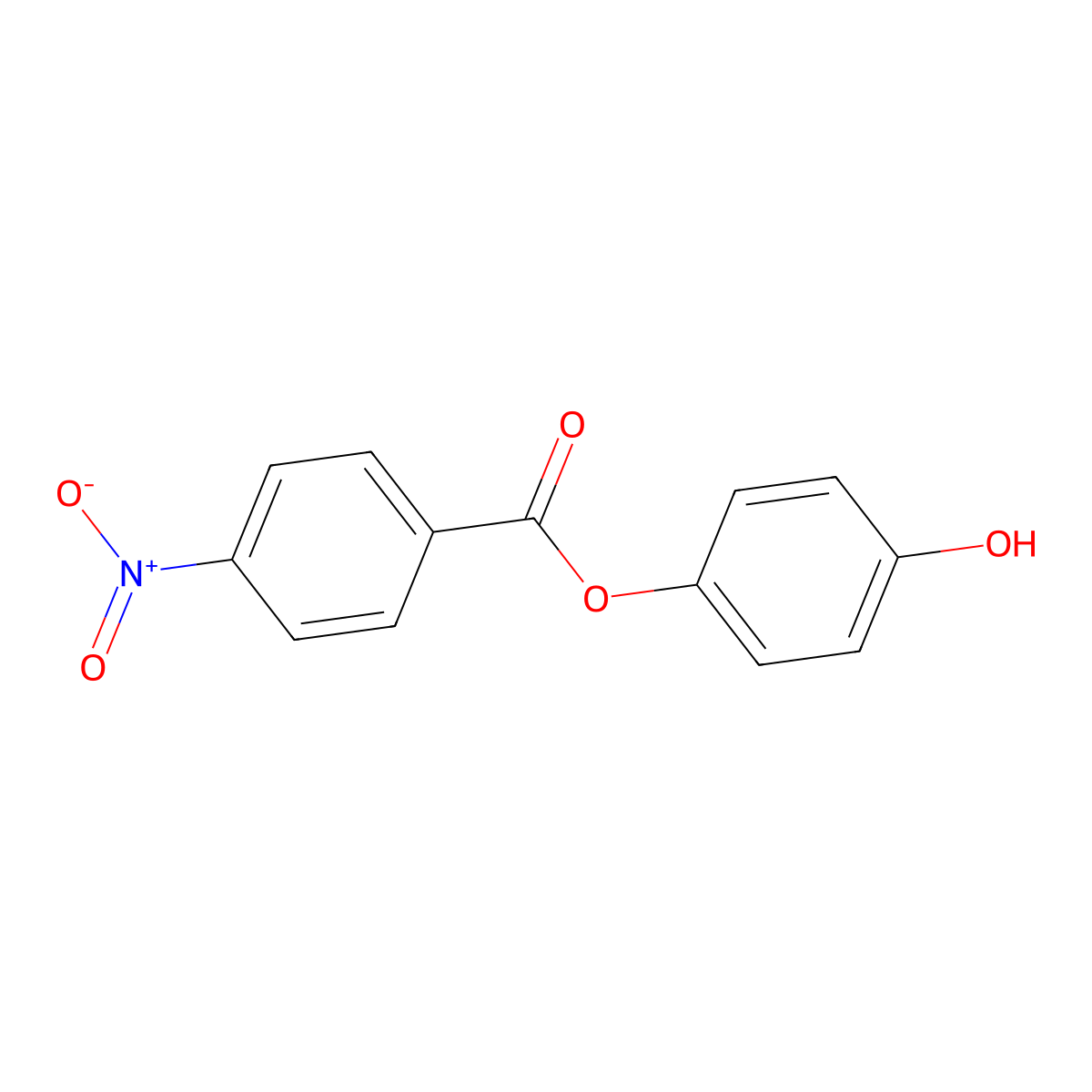 4-Hydroxyphenyl 4-nitrobenzoate molecular structure, CAS 13245-55-1